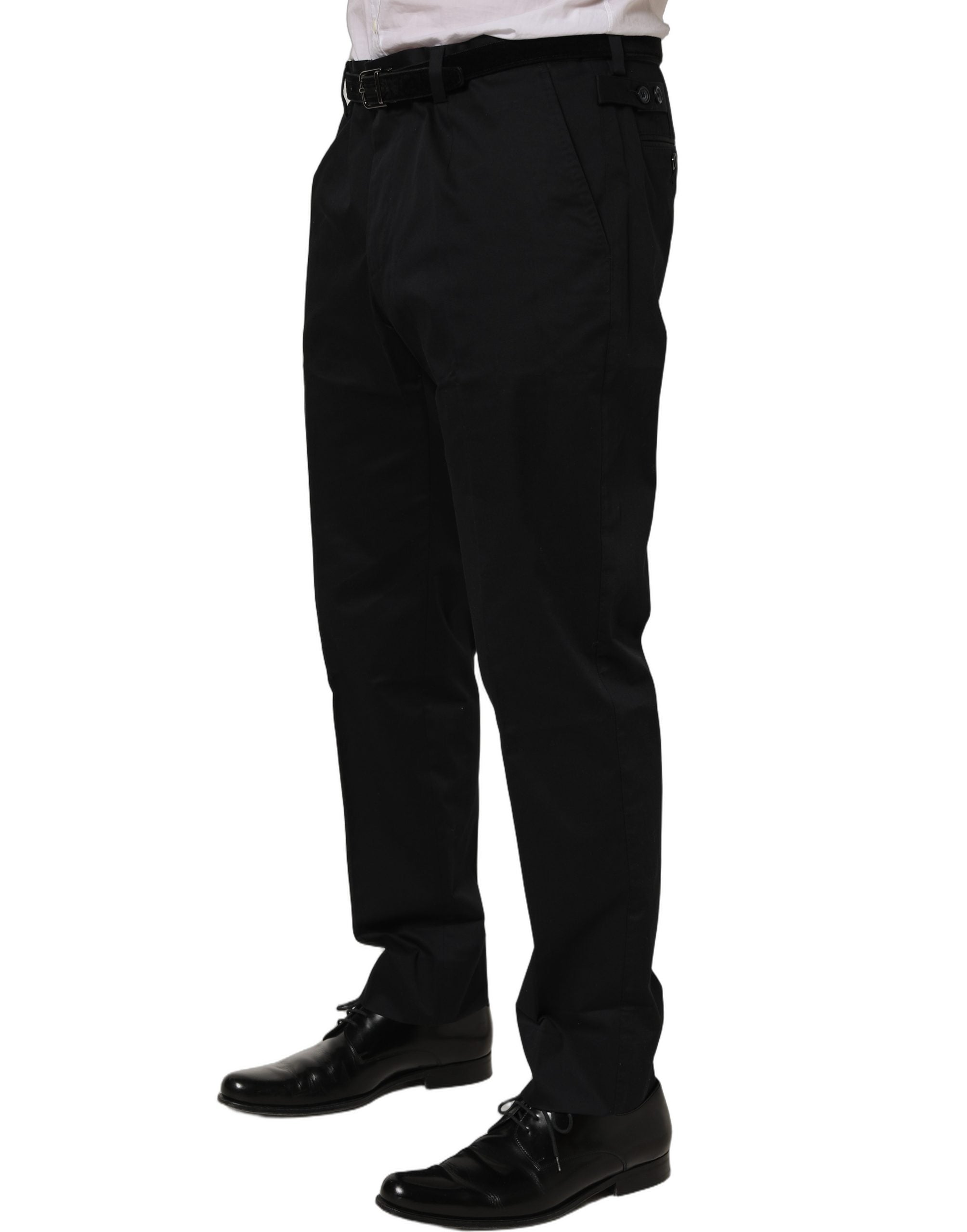 Dolce & Gabbana Schwarze Baumwollhose mit schmal zulaufendem Bein