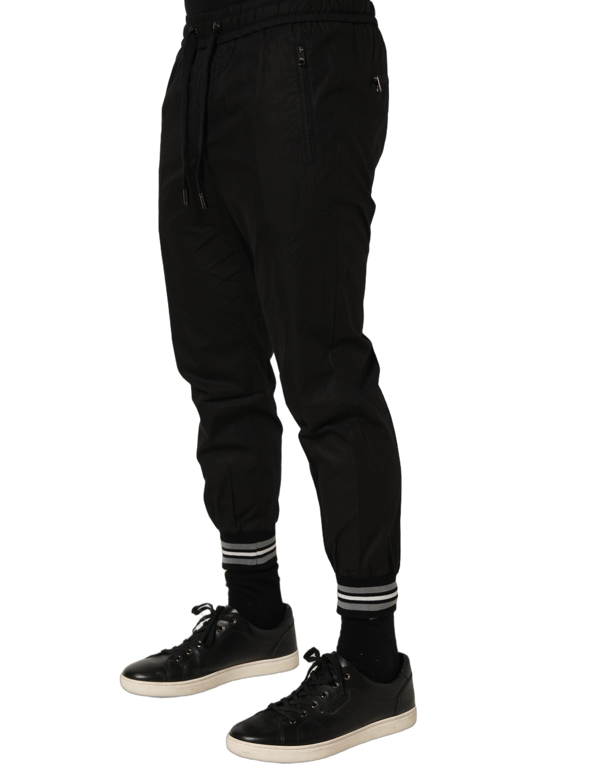 Dolce & Gabbana Schwarze Baumwoll-Jogger-Sweatpants mit mittlerer Taille