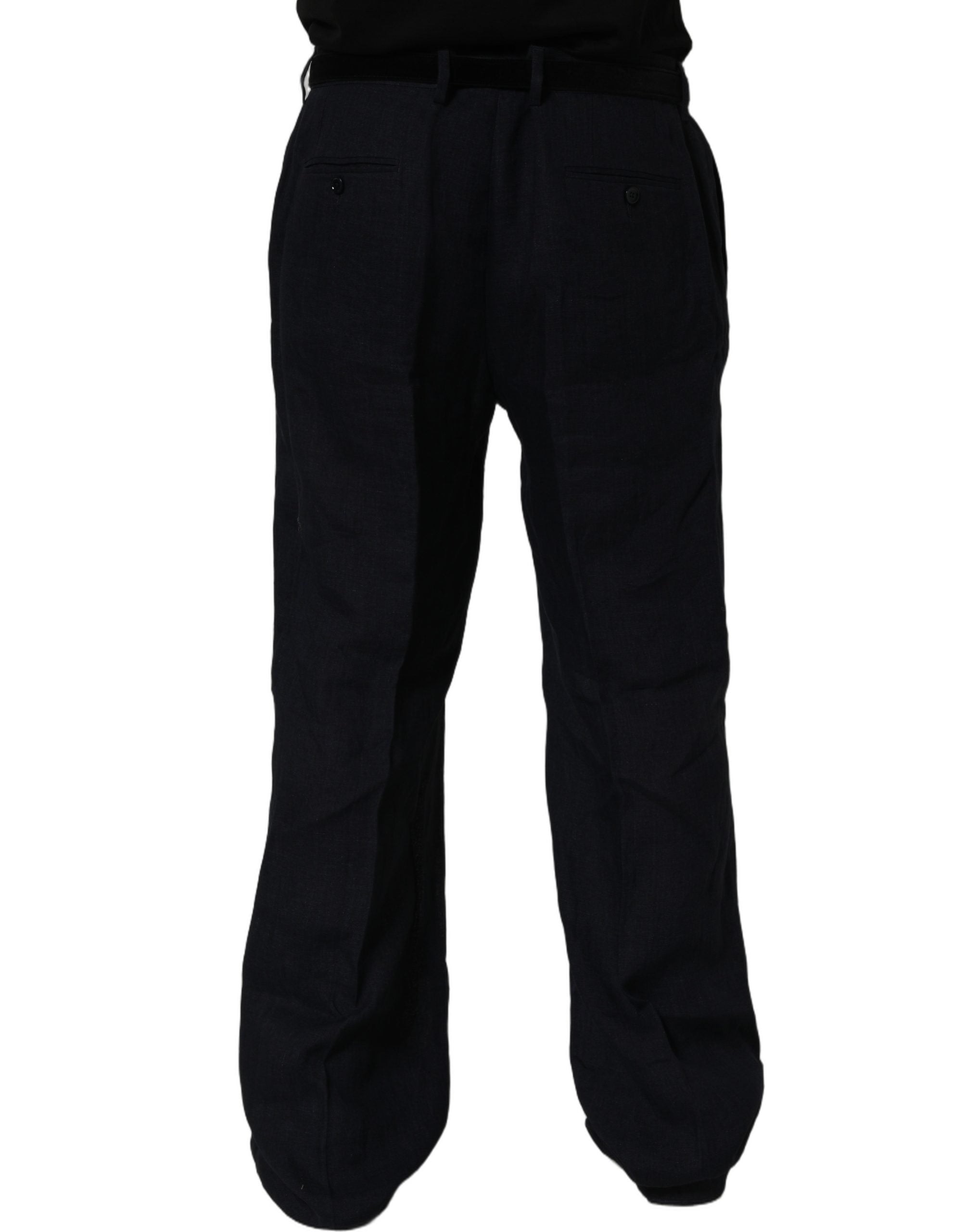 Dolce & Gabbana Schwarze Leinenhose mit geradem Bein