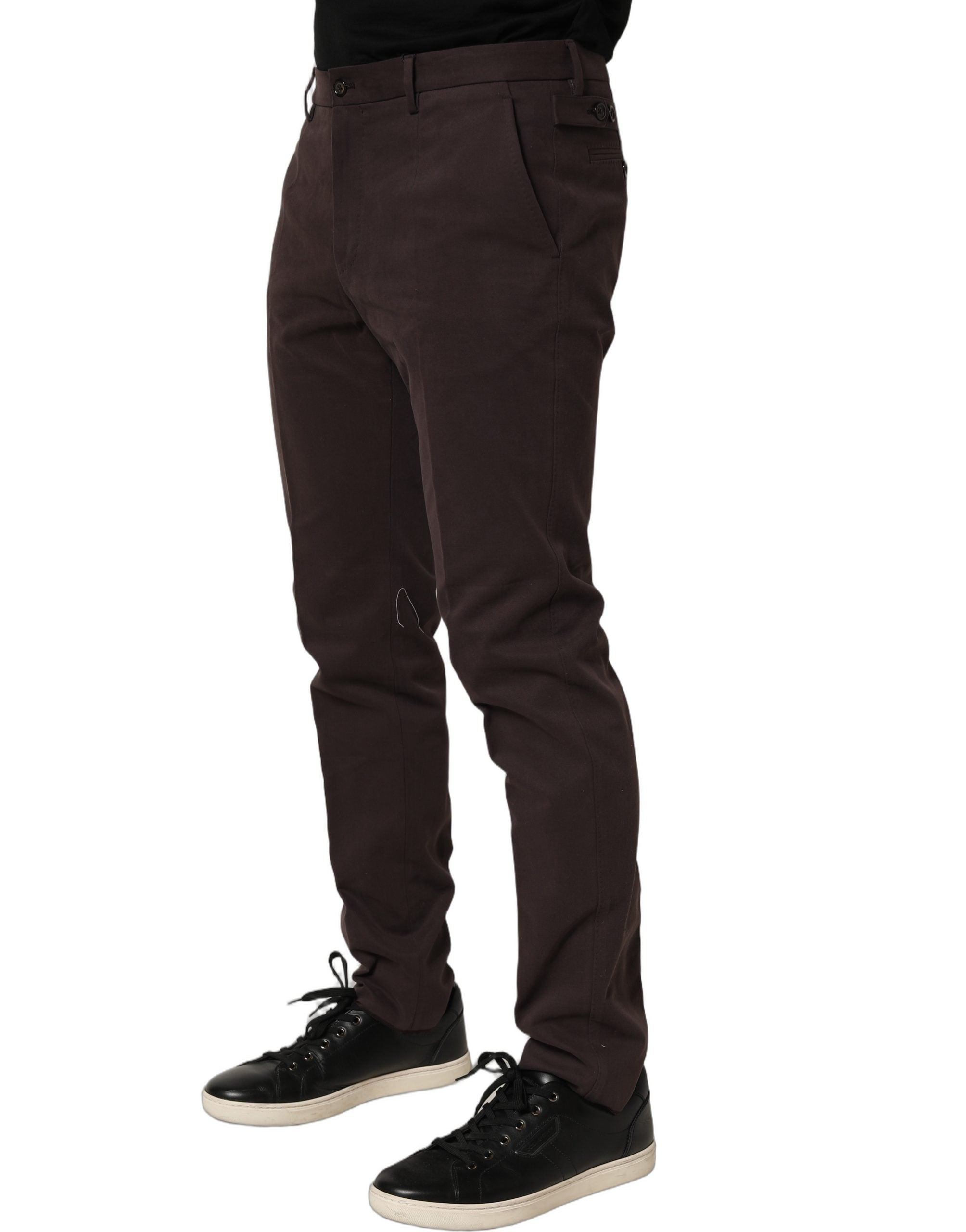 Dolce & Gabbana Braune Baumwoll-Röhrenhose im Skinny-Fit