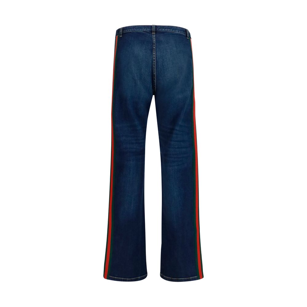 Gucci Blaue Baumwoll-Jeans mit ausgestelltem Bein