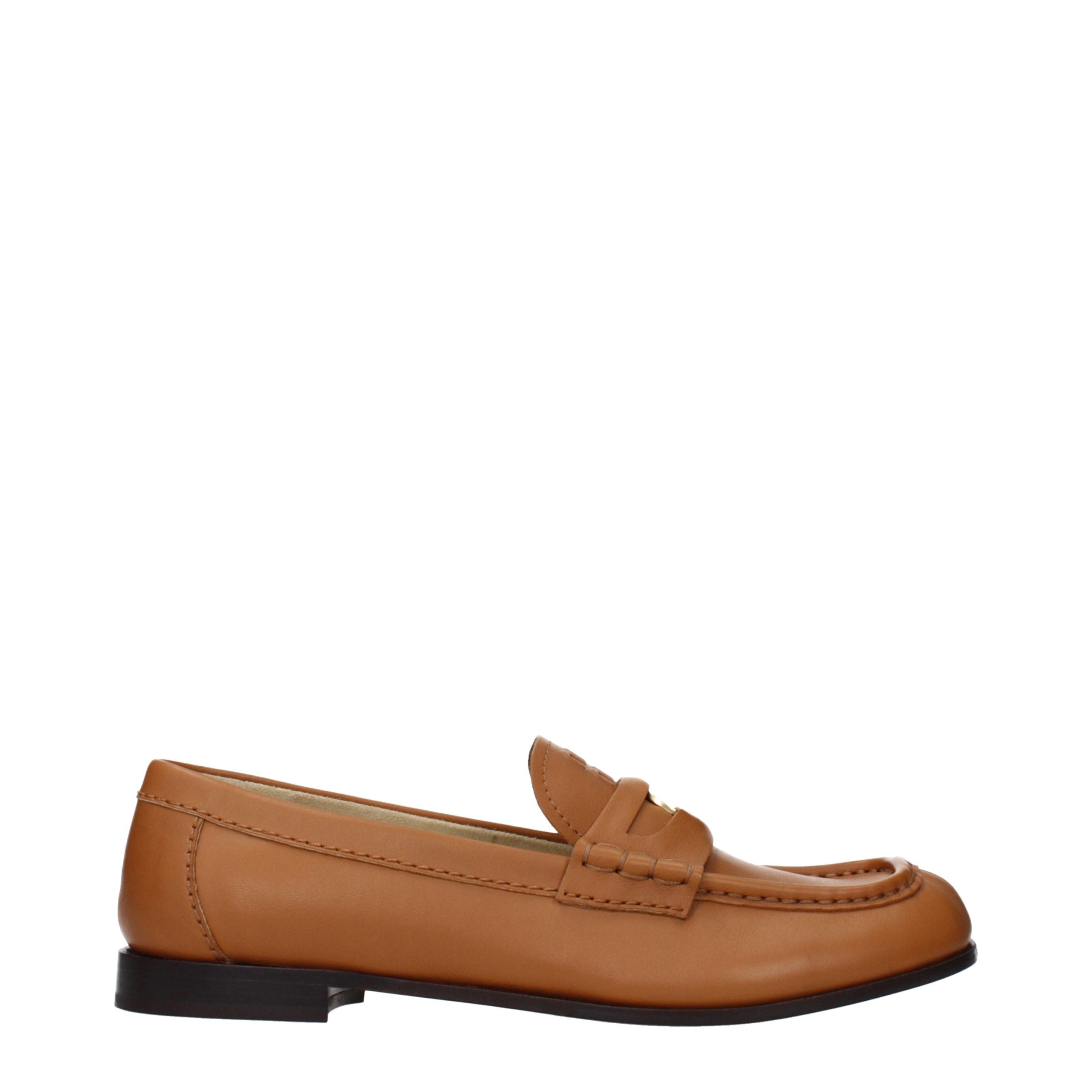 Miu Miu Braune Loafer aus Leder zum Hineinschlüpfen