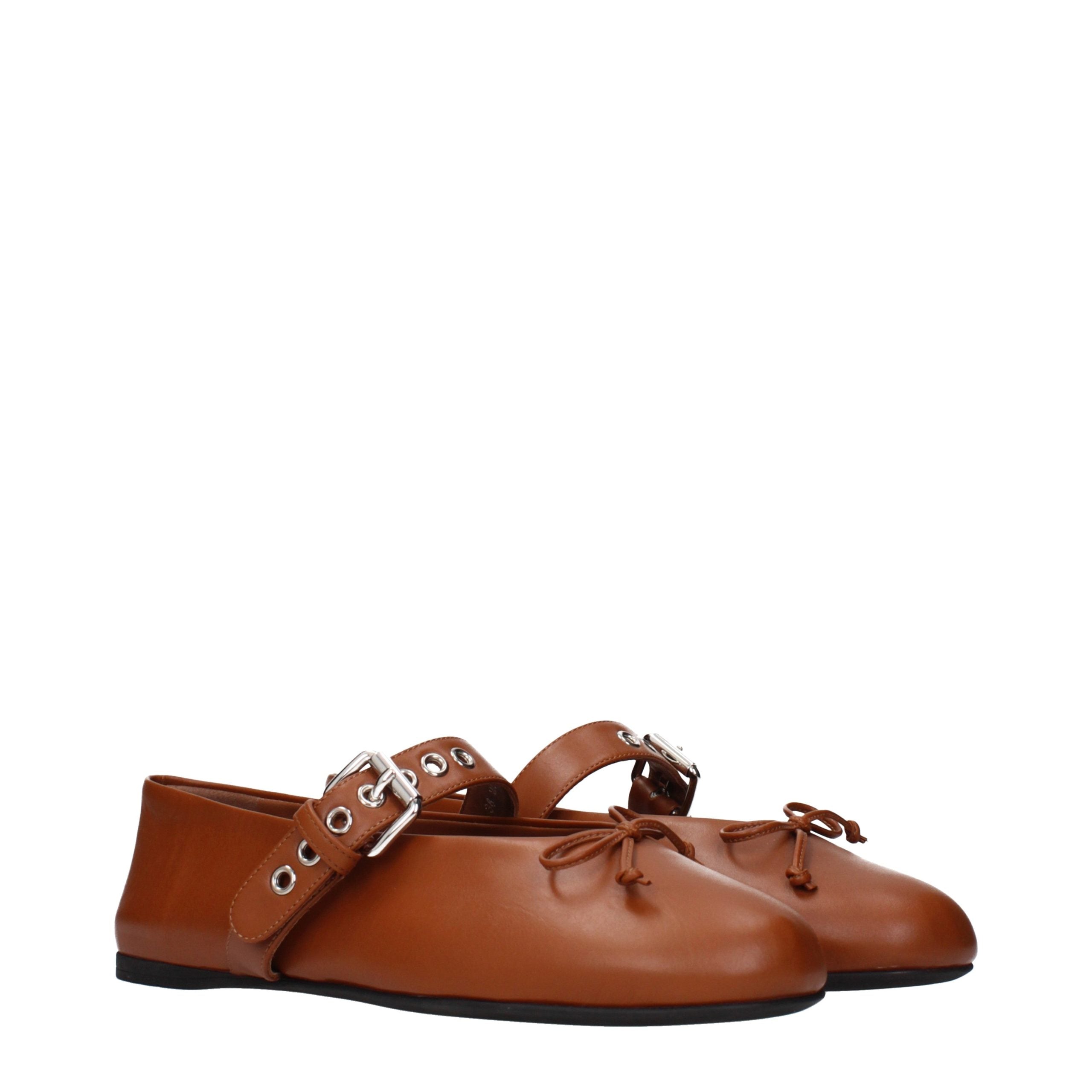 Miu Miu Ballerinas aus braunem Leder