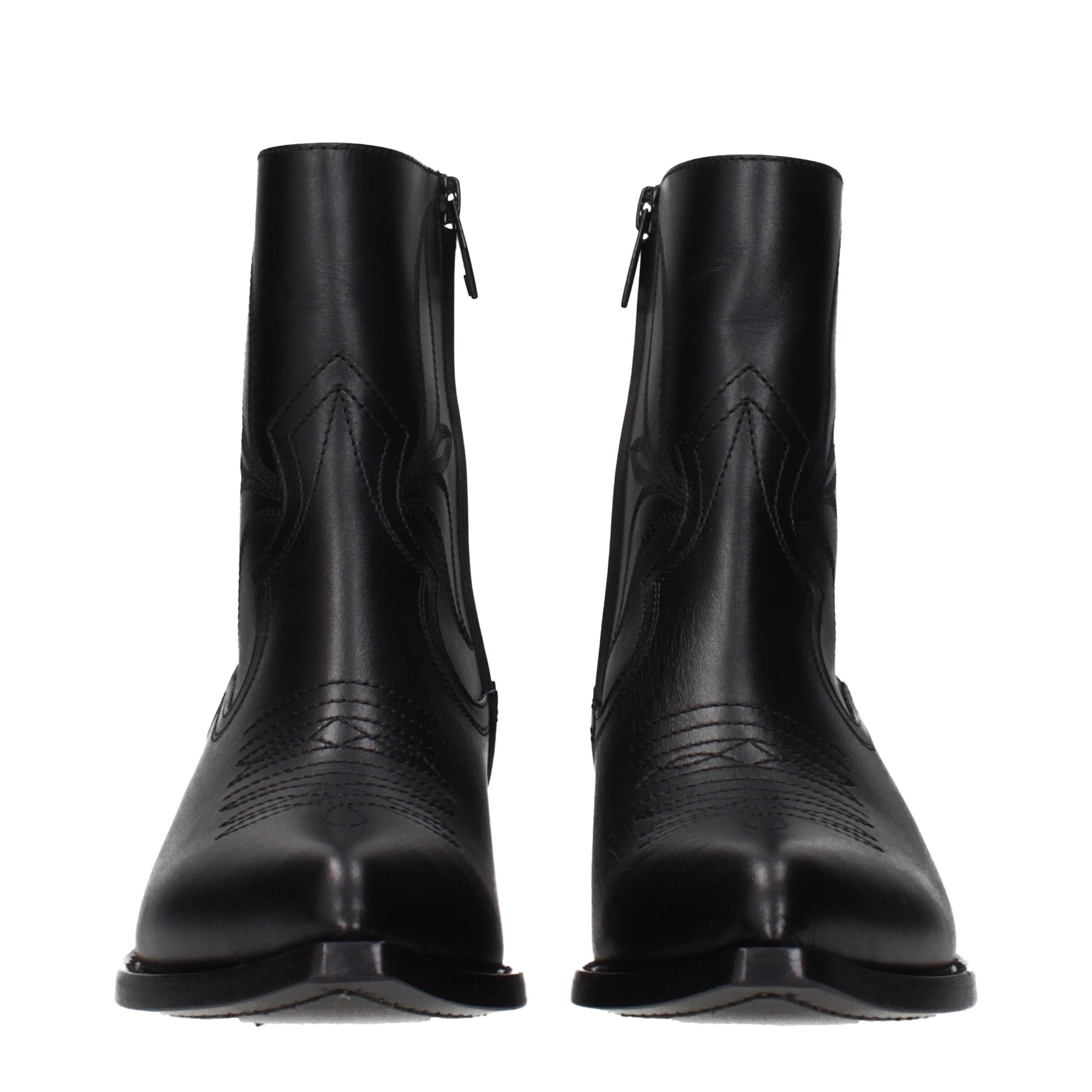 Celine Schwarze Leder-Stiefeletten