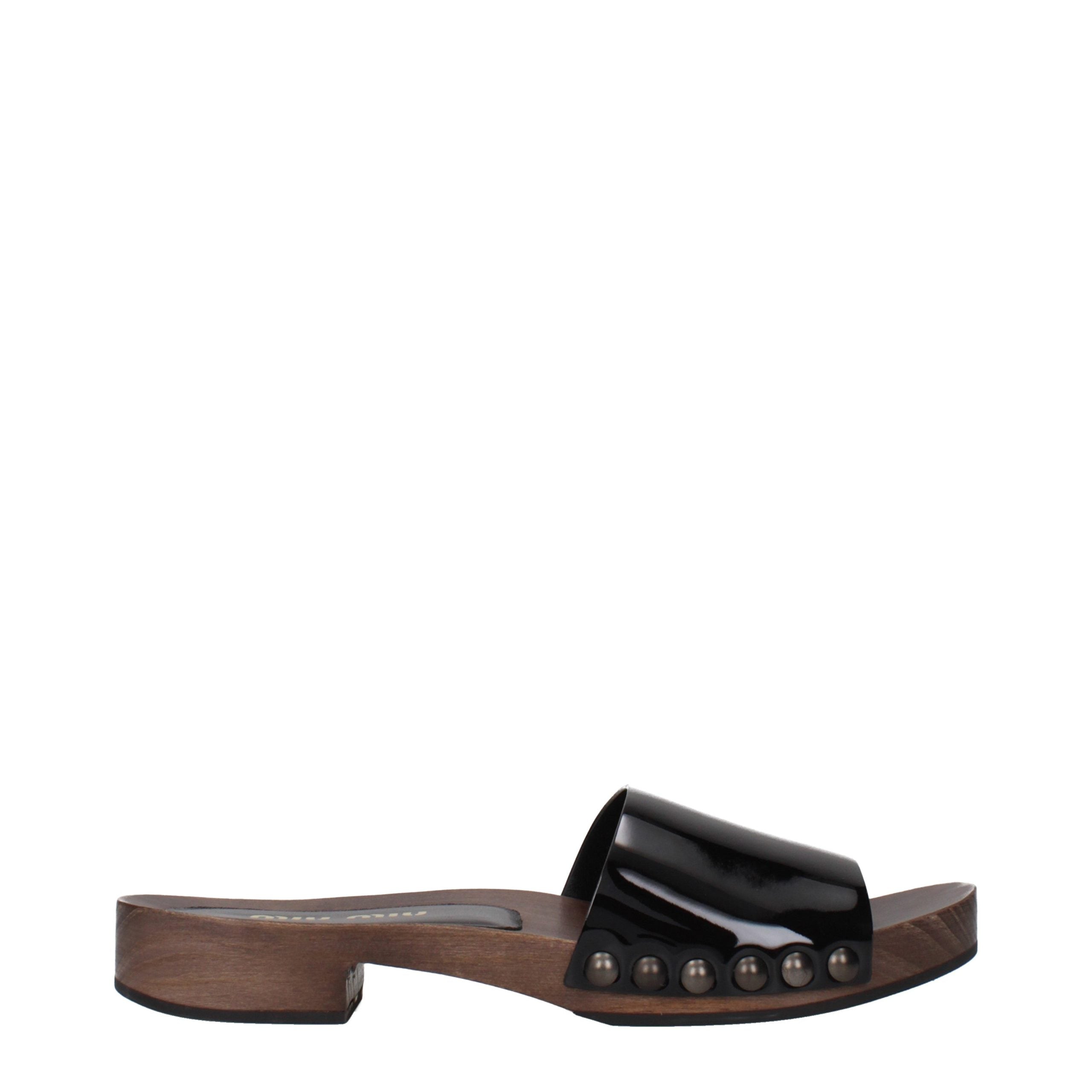 Miu Miu Schwarze Leder-Slipper