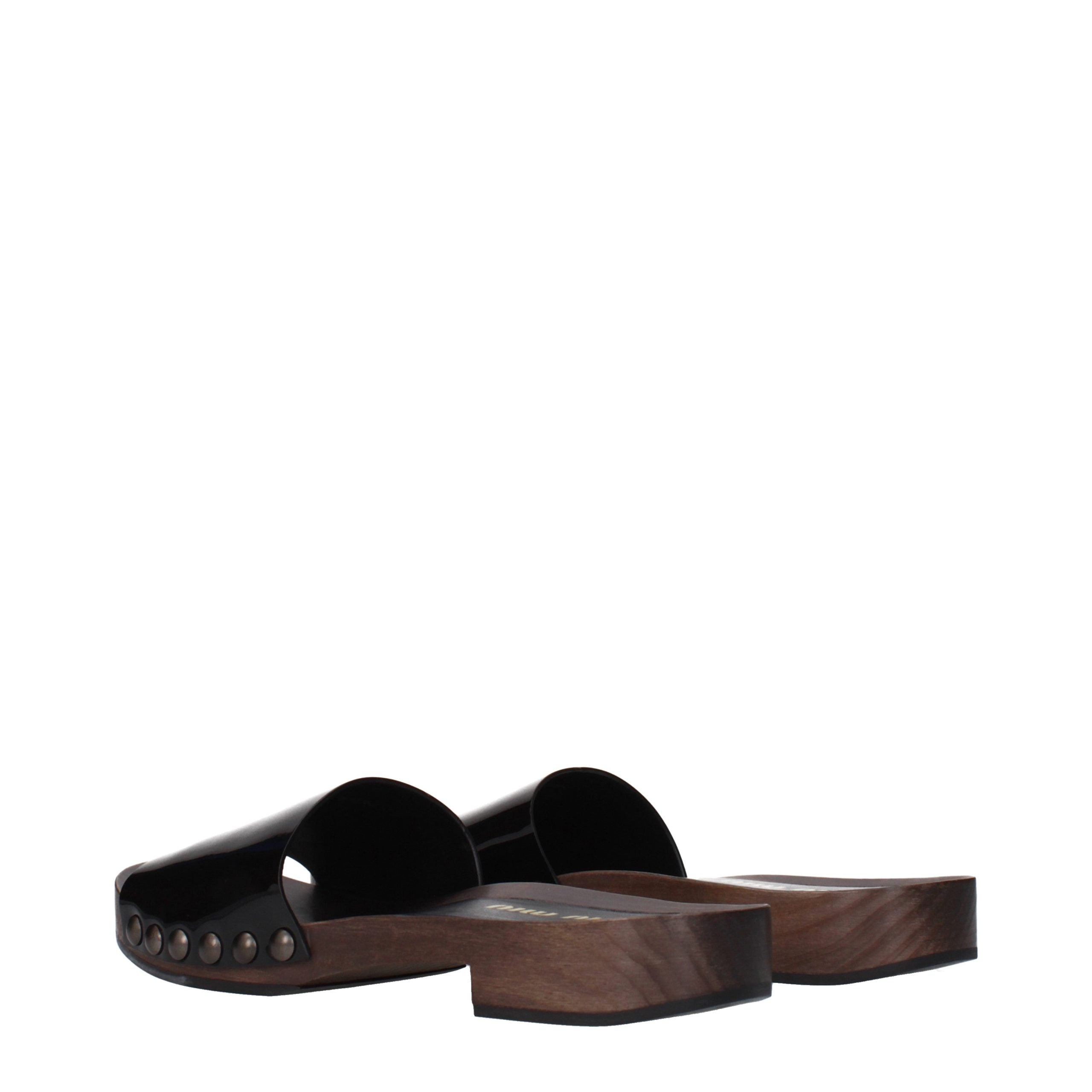 Miu Miu Schwarze Leder-Slipper