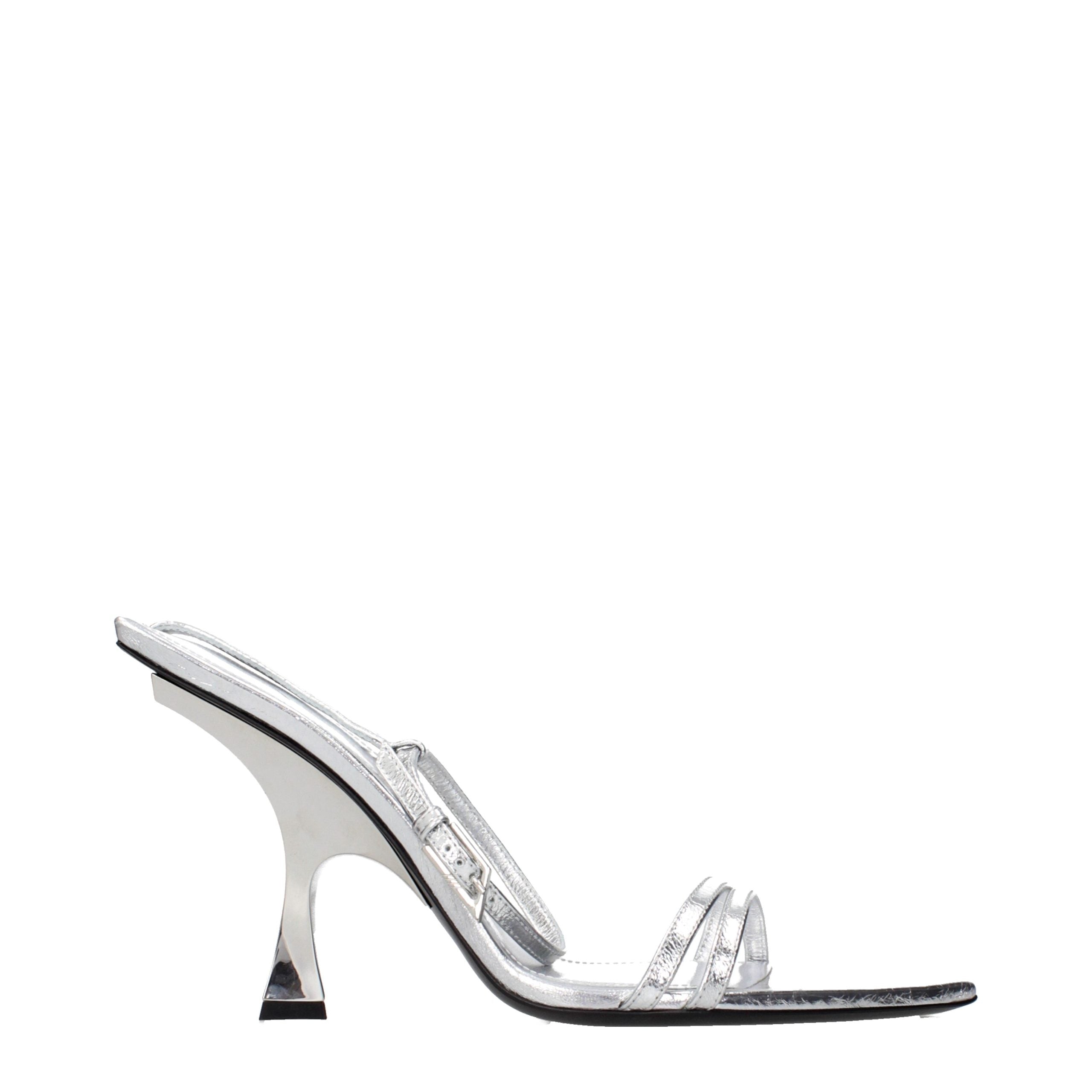 The Attico Graue Sandalen mit Stiletto-Absatz aus Leder