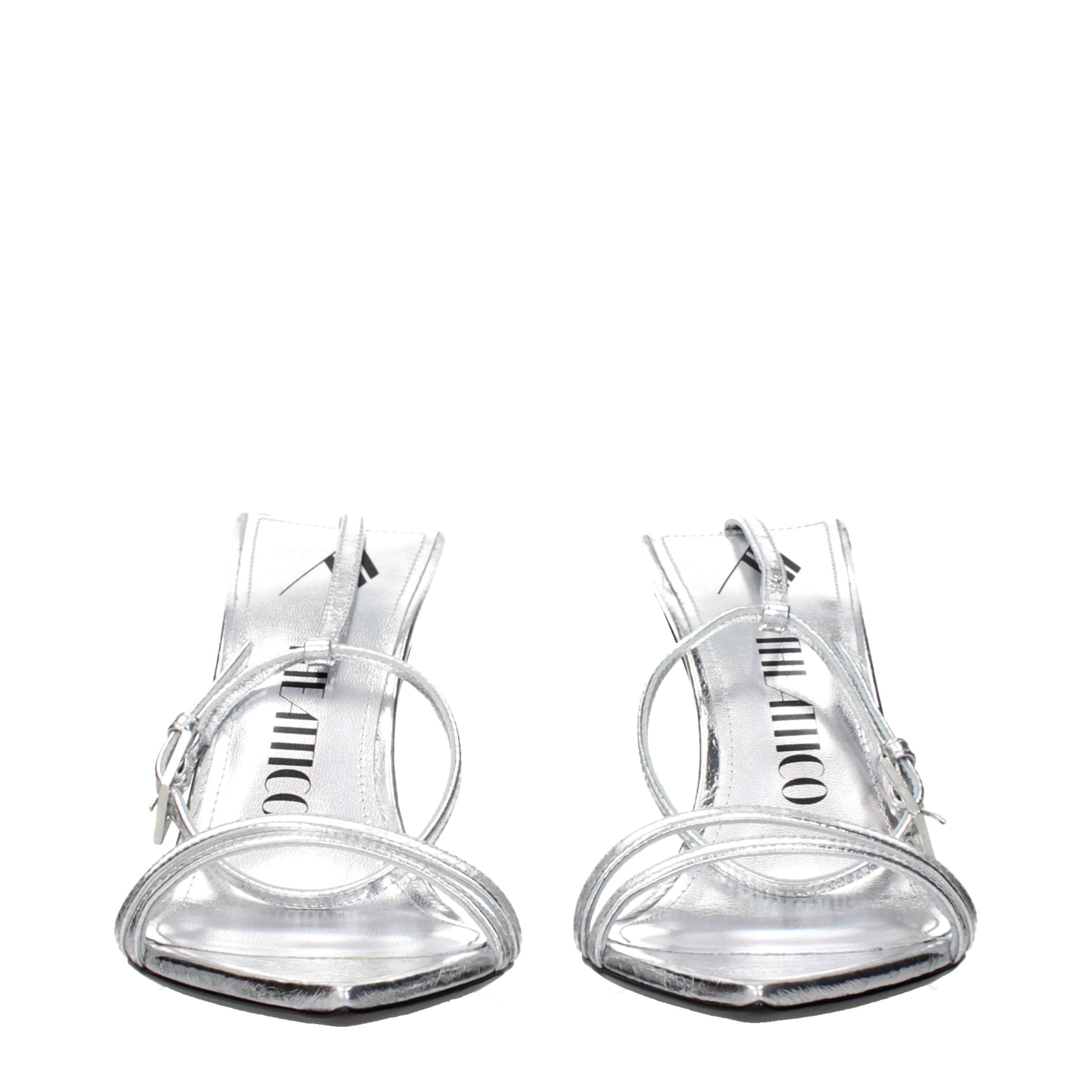 The Attico Graue Sandalen mit Stiletto-Absatz aus Leder