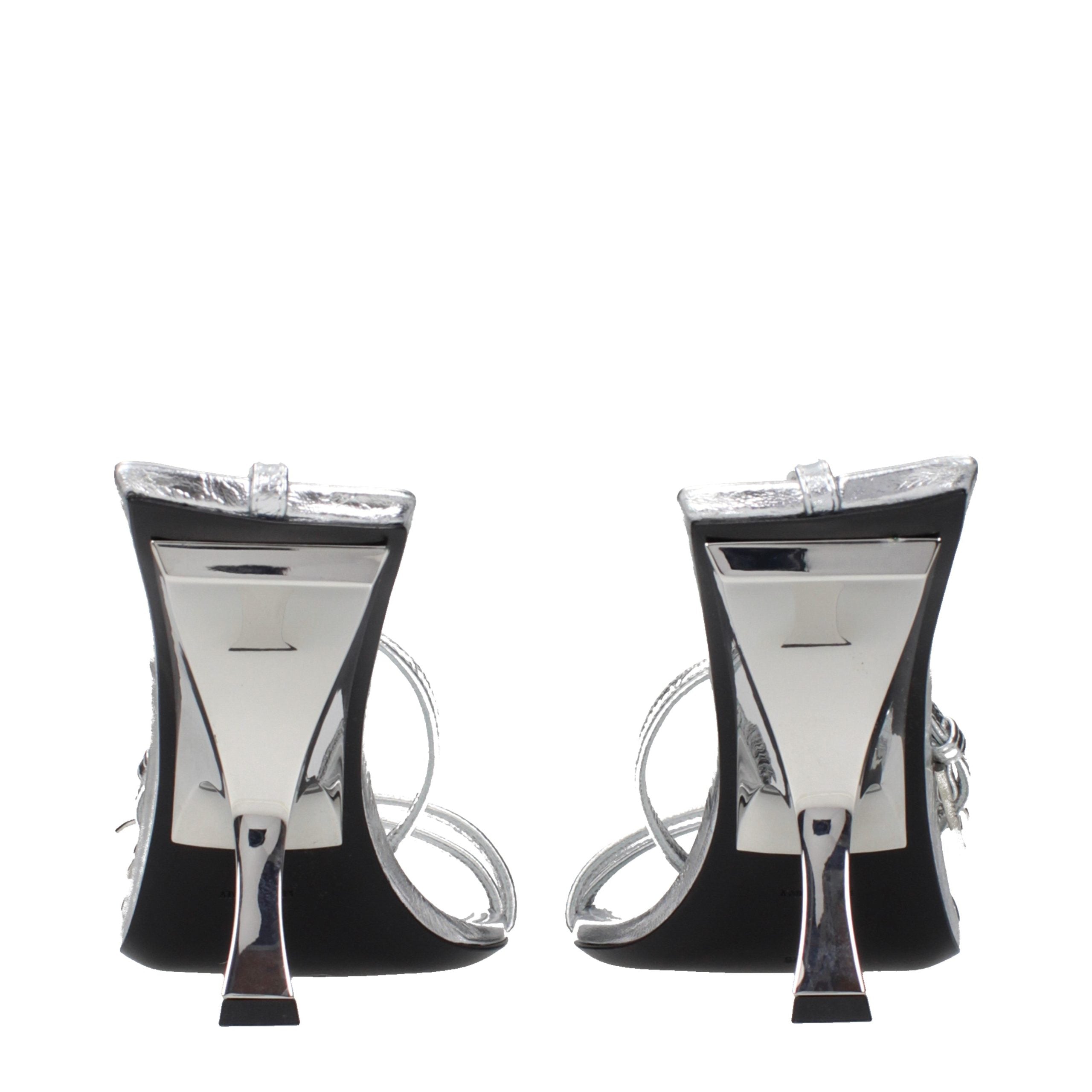 The Attico Graue Sandalen mit Stiletto-Absatz aus Leder