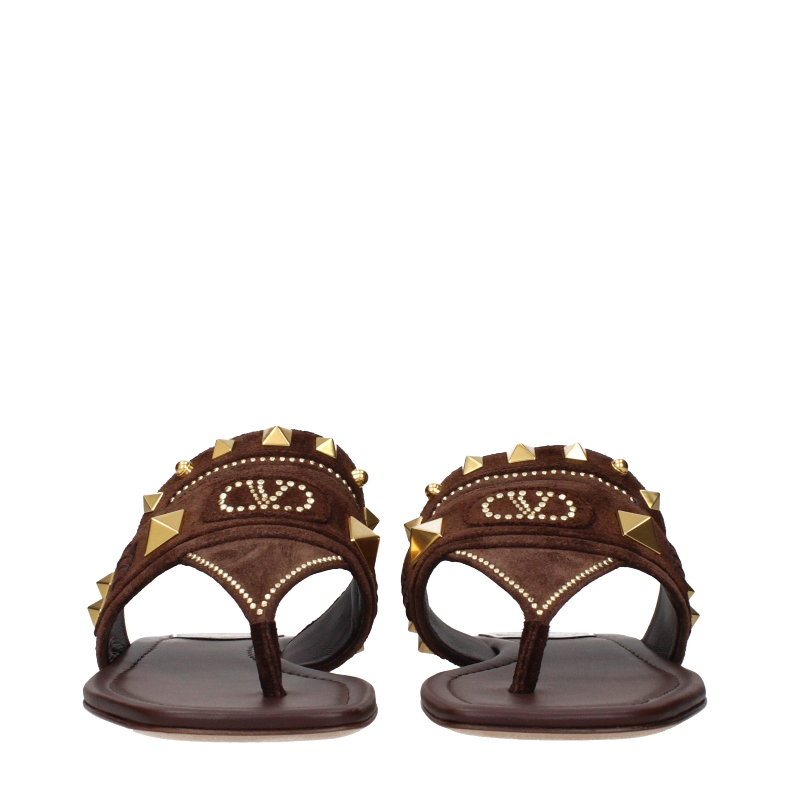Valentino Garavani Braune Leder-Flip-Flops