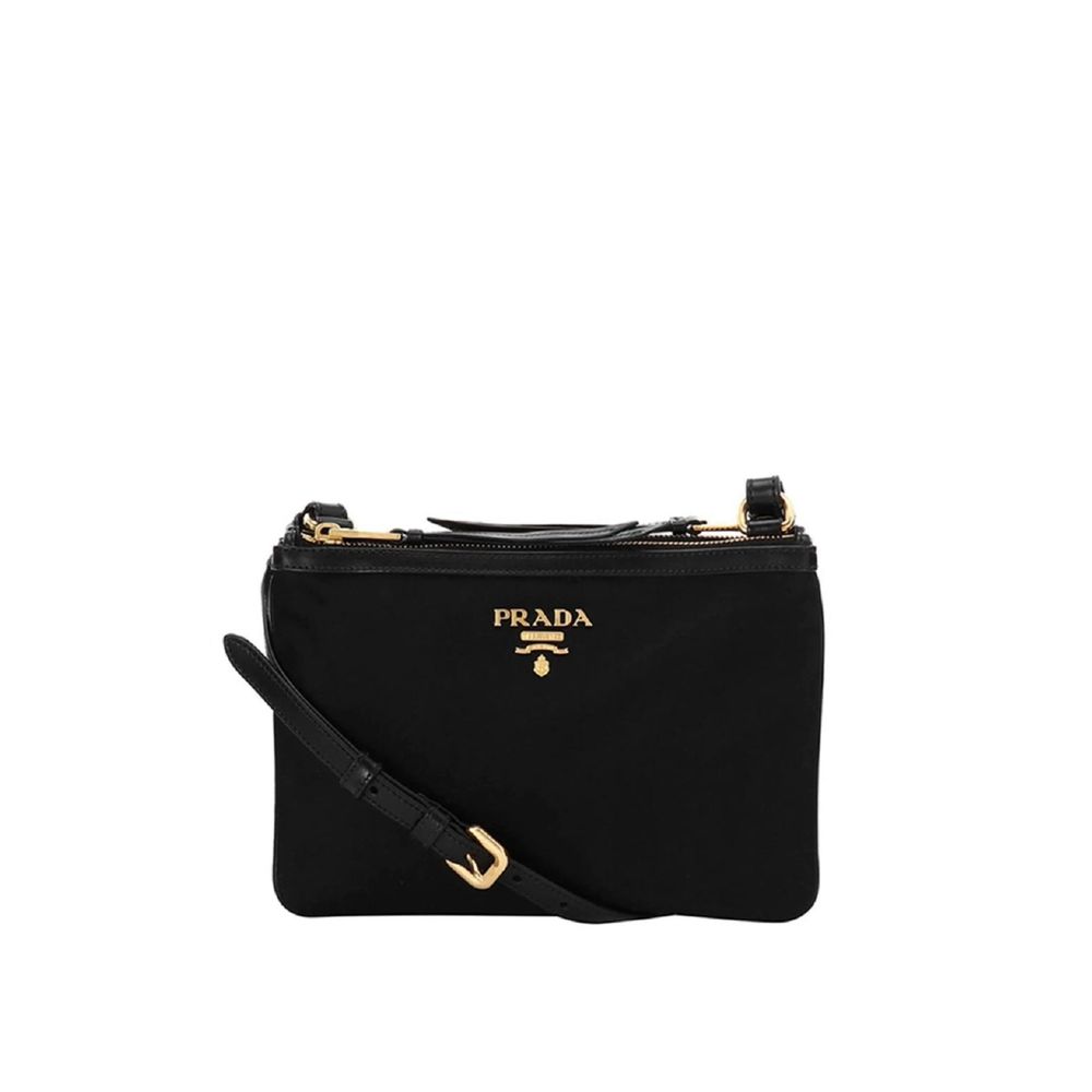 Prada Schwarze Nylon Umhängetasche