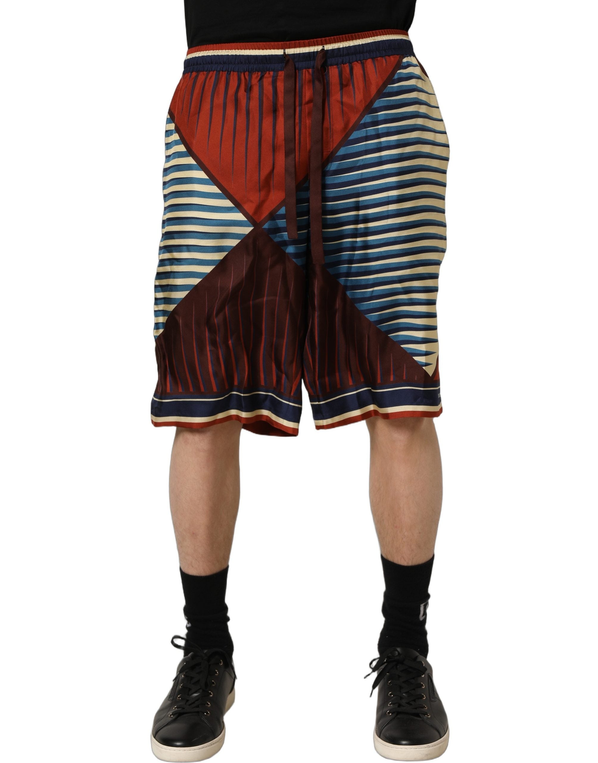 Dolce & Gabbana Mehrfarbige geometrische Bermuda-Shorts aus Seide für Herren