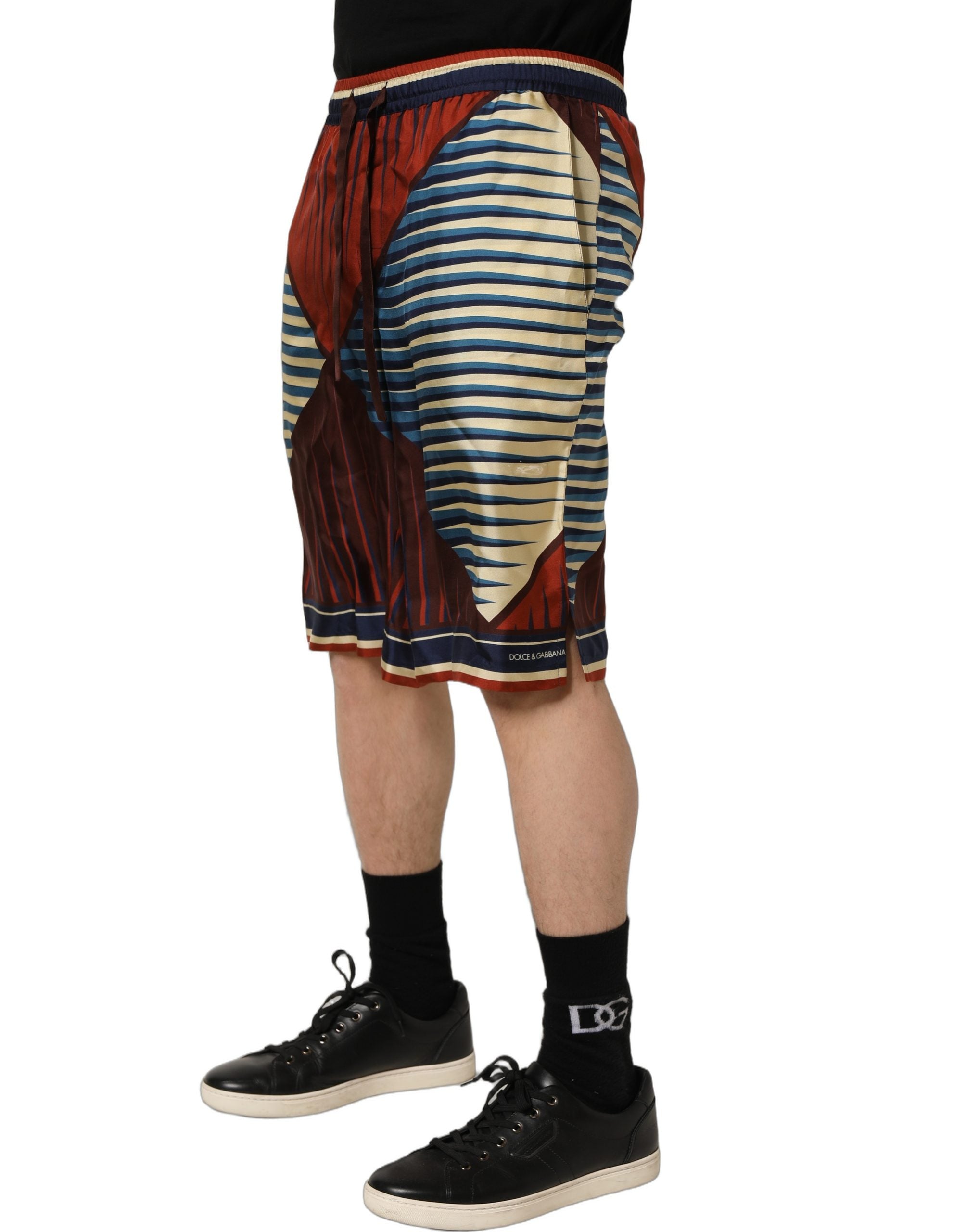 Dolce & Gabbana Mehrfarbige geometrische Bermuda-Shorts aus Seide für Herren