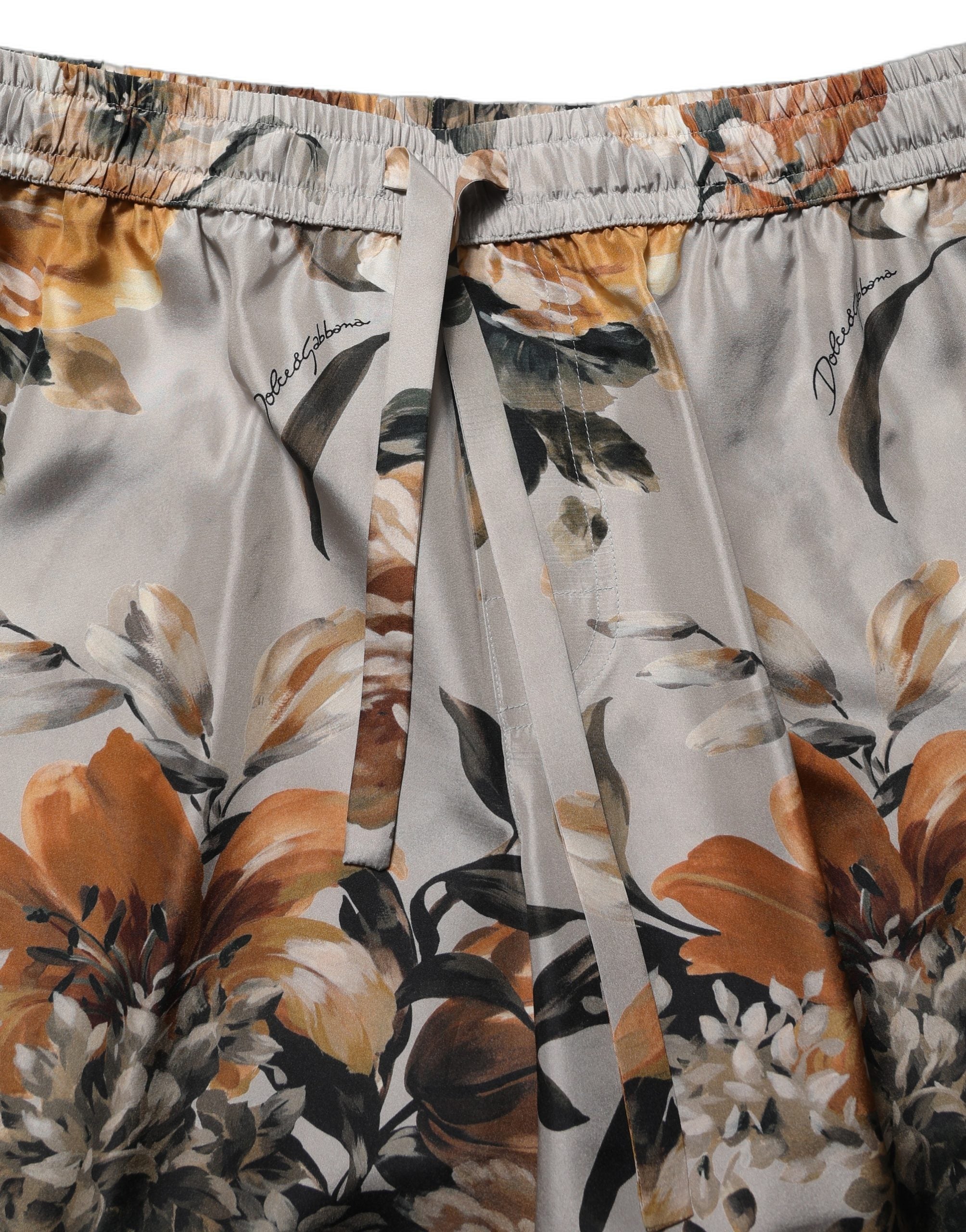 Dolce & Gabbana Beige Blumenprint Seiden-Bermudashorts für Herren