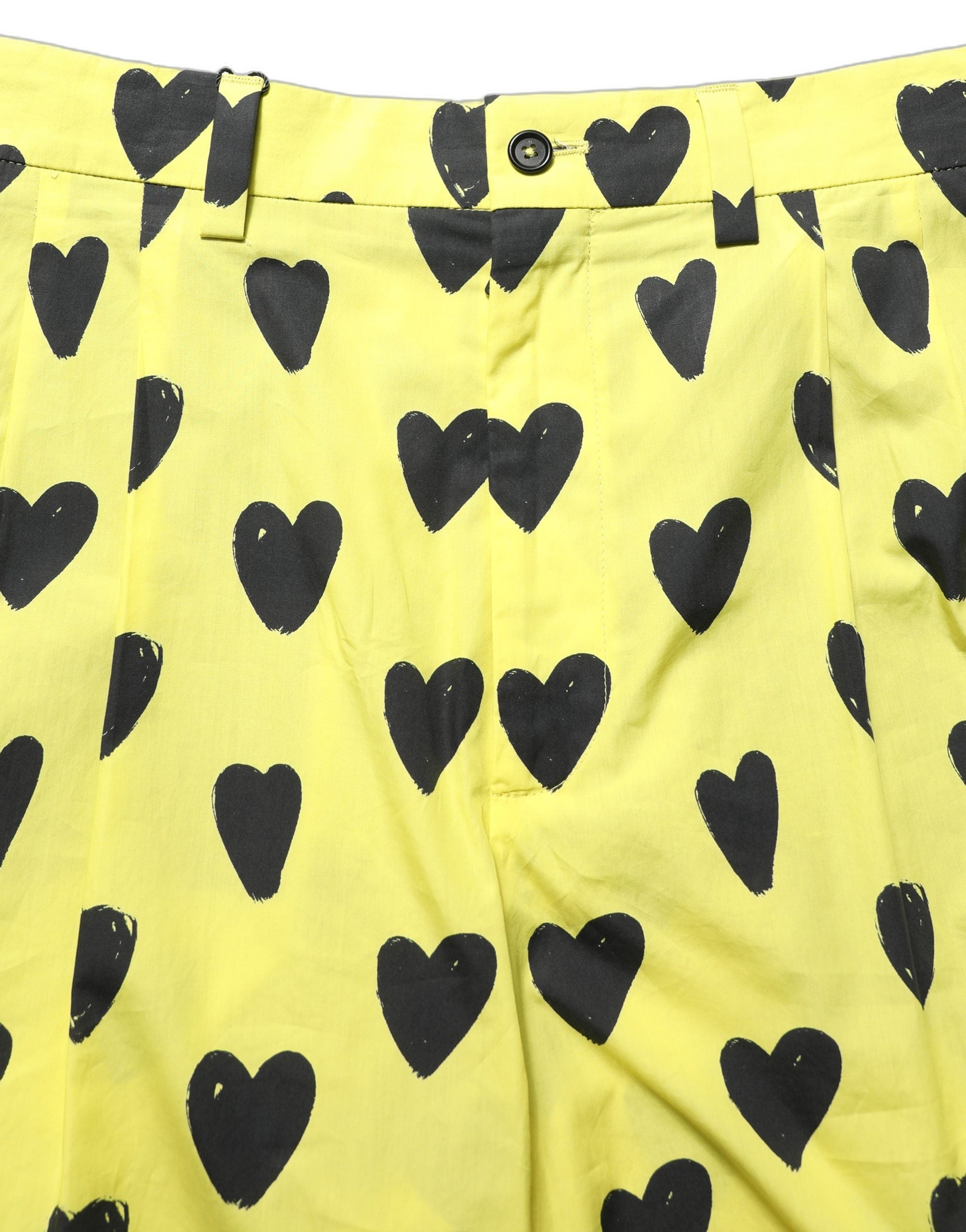 Dolce & Gabbana Herren-Bermudashorts aus Baumwolle in Gelb mit Herz-Print