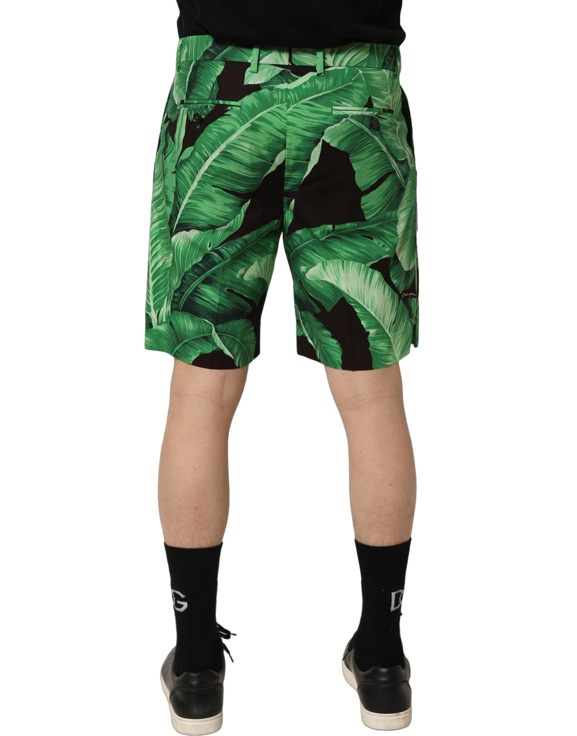 Dolce & Gabbana Herren Bermuda Shorts mit schwarzem Bananenblatt-Print