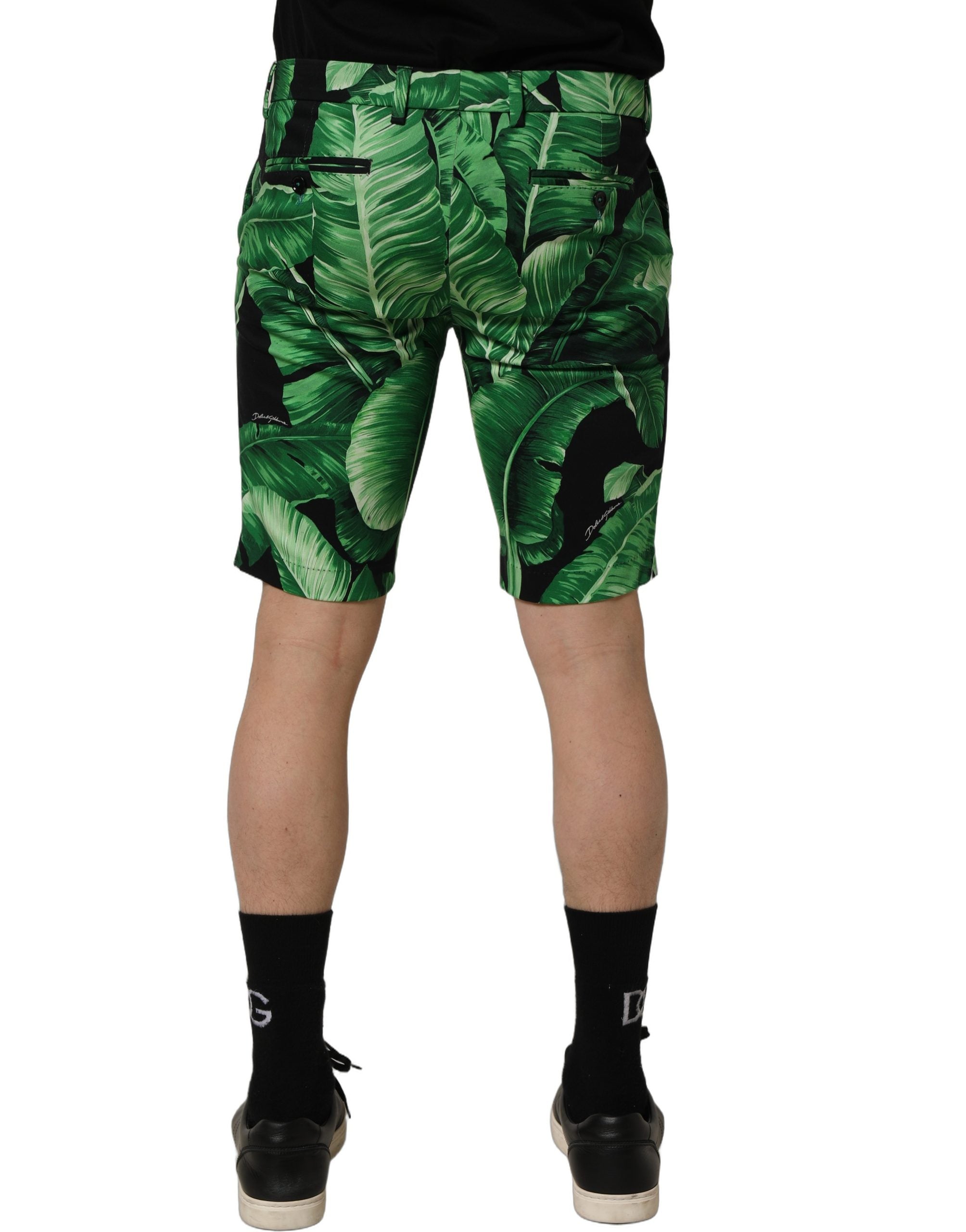 Dolce & Gabbana Herren-Bermudashorts mit schwarzem Bananenblatt-Print