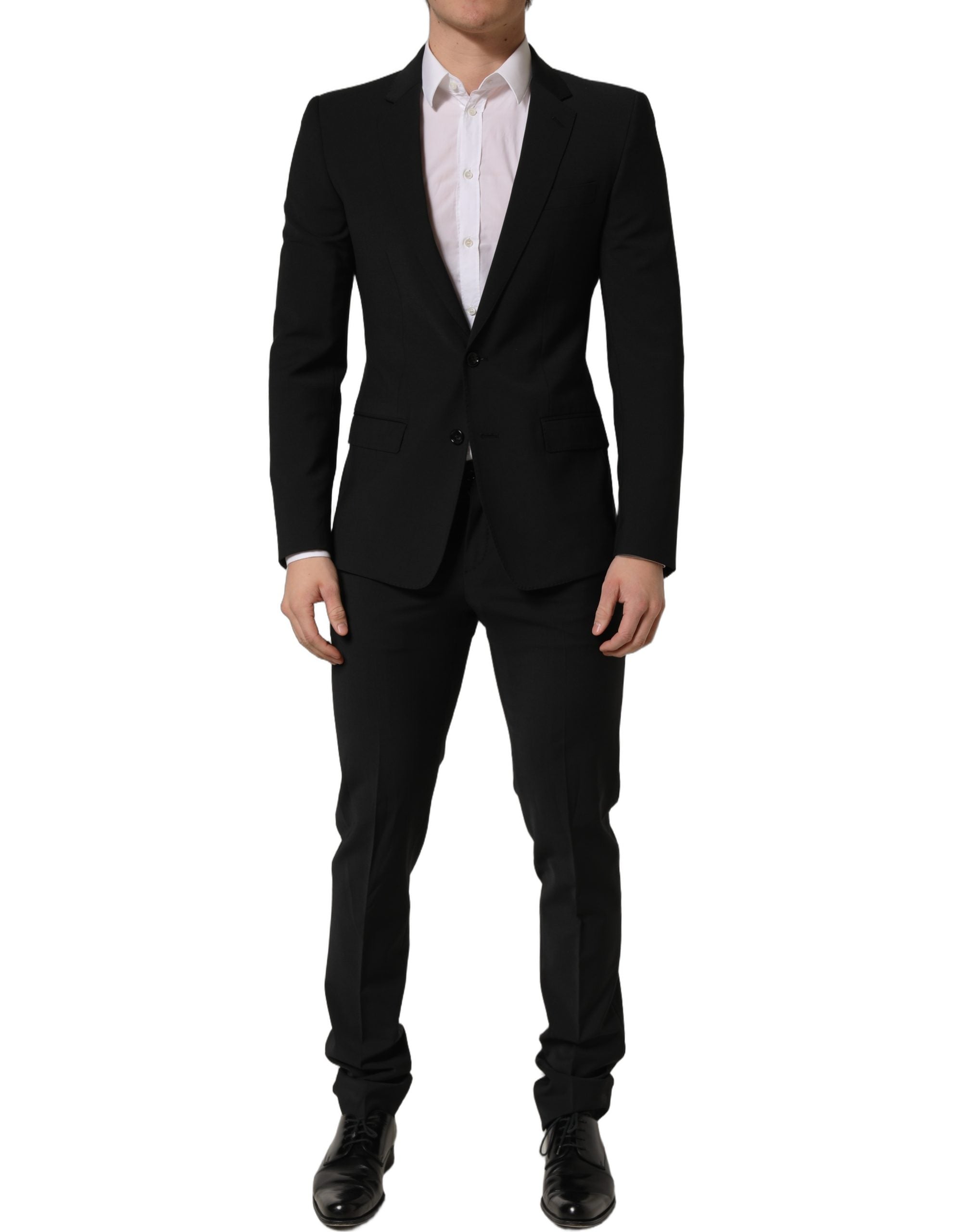 Dolce & Gabbana Schwarzer Woll-Anzug im Slim Fit für Herren, 2-teilig