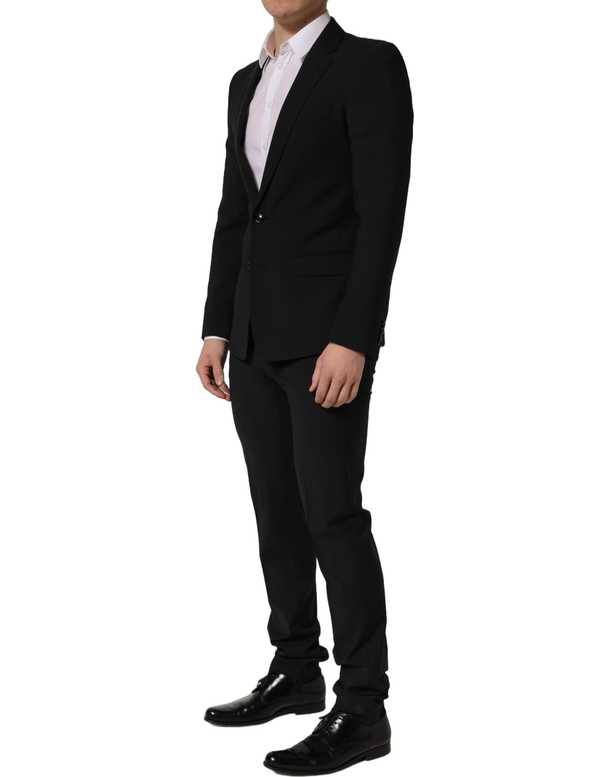 Dolce & Gabbana Schwarzer Woll-Anzug im Slim Fit für Herren, 2-teilig
