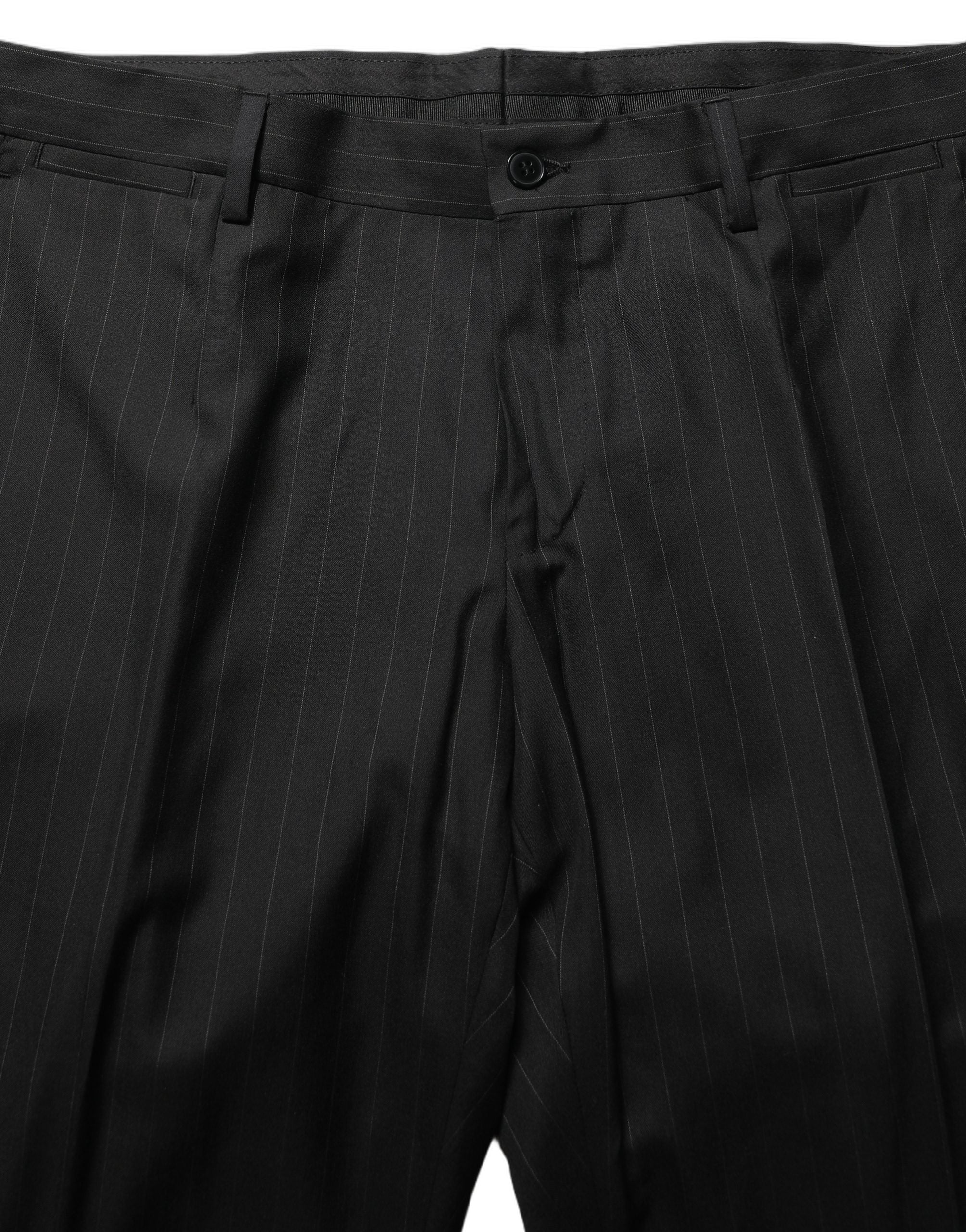 Dolce & Gabbana Schwarzer Nadelstreifen-Anzug im Slim Fit-Stil, 3-teilig