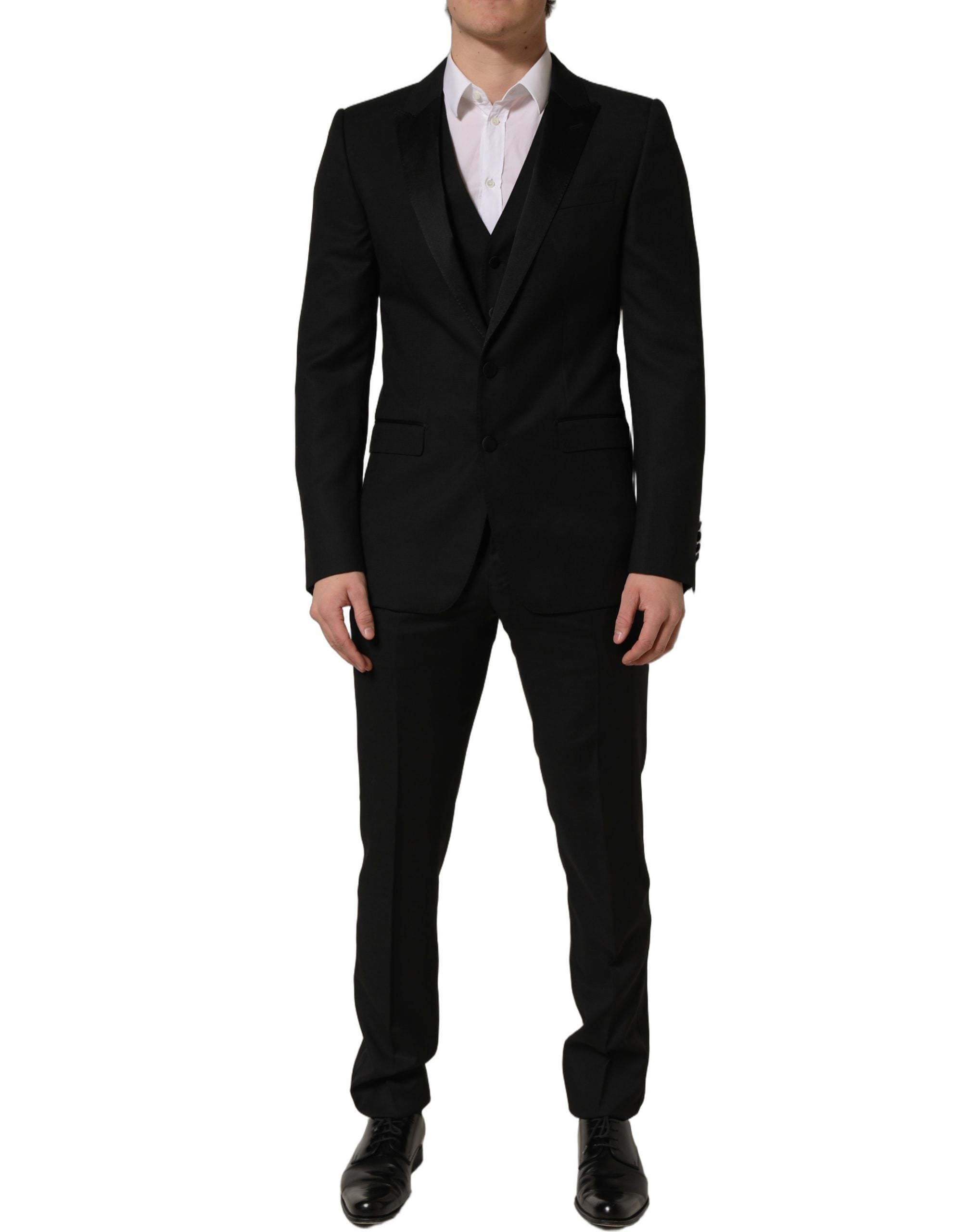 Dolce & Gabbana Schwarzer MARTINI Slim Fit Anzug im 3-Teiler-Look