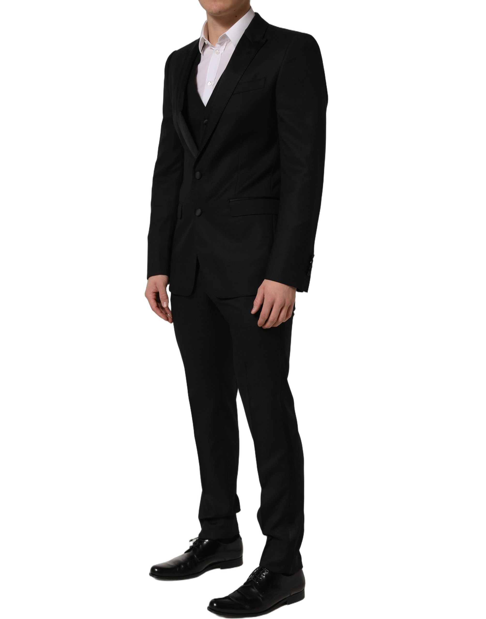 Dolce & Gabbana Schwarzer MARTINI Slim Fit Anzug im 3-Teiler-Look