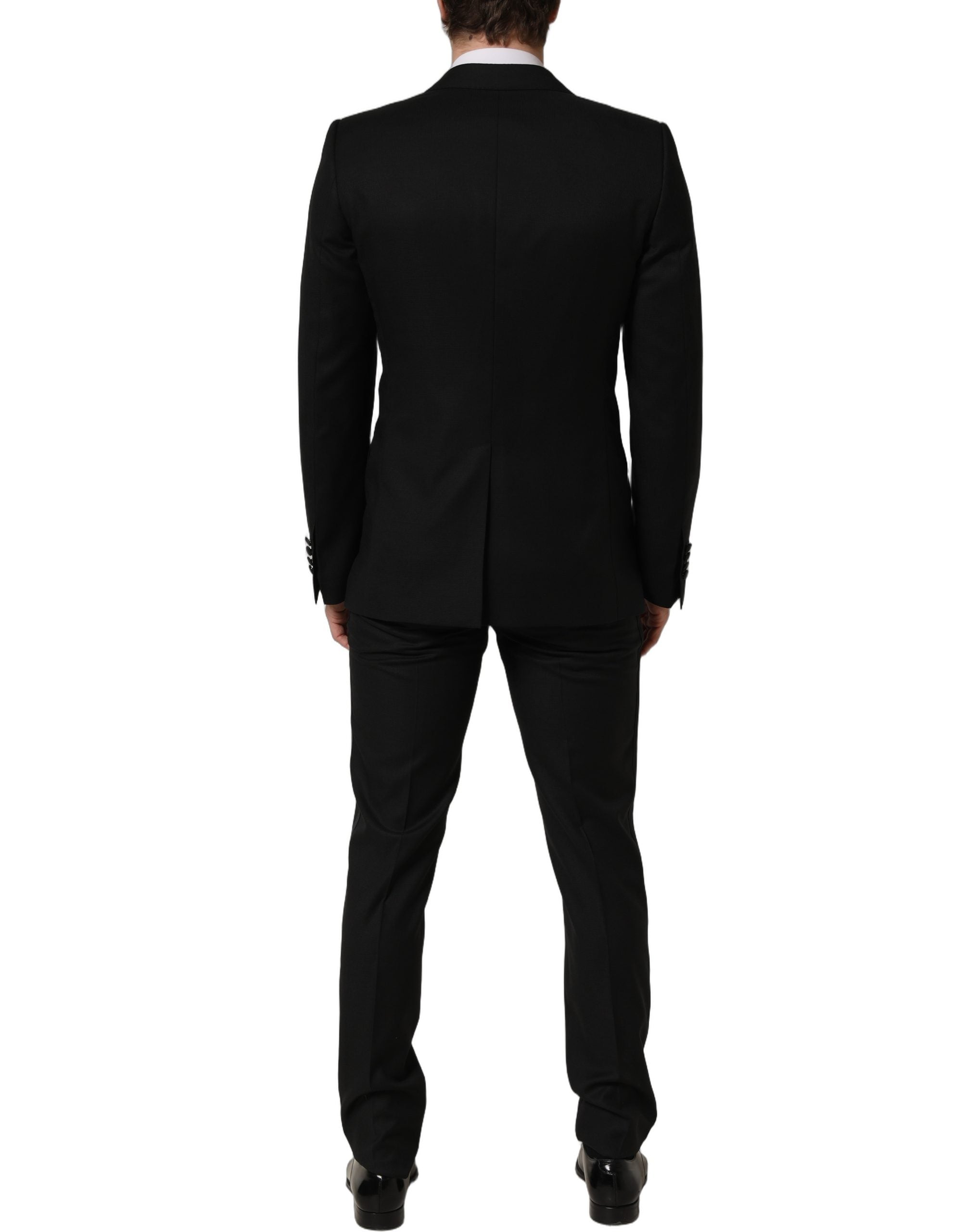 Dolce & Gabbana Schwarzer MARTINI Slim Fit Anzug im 3-Teiler-Look