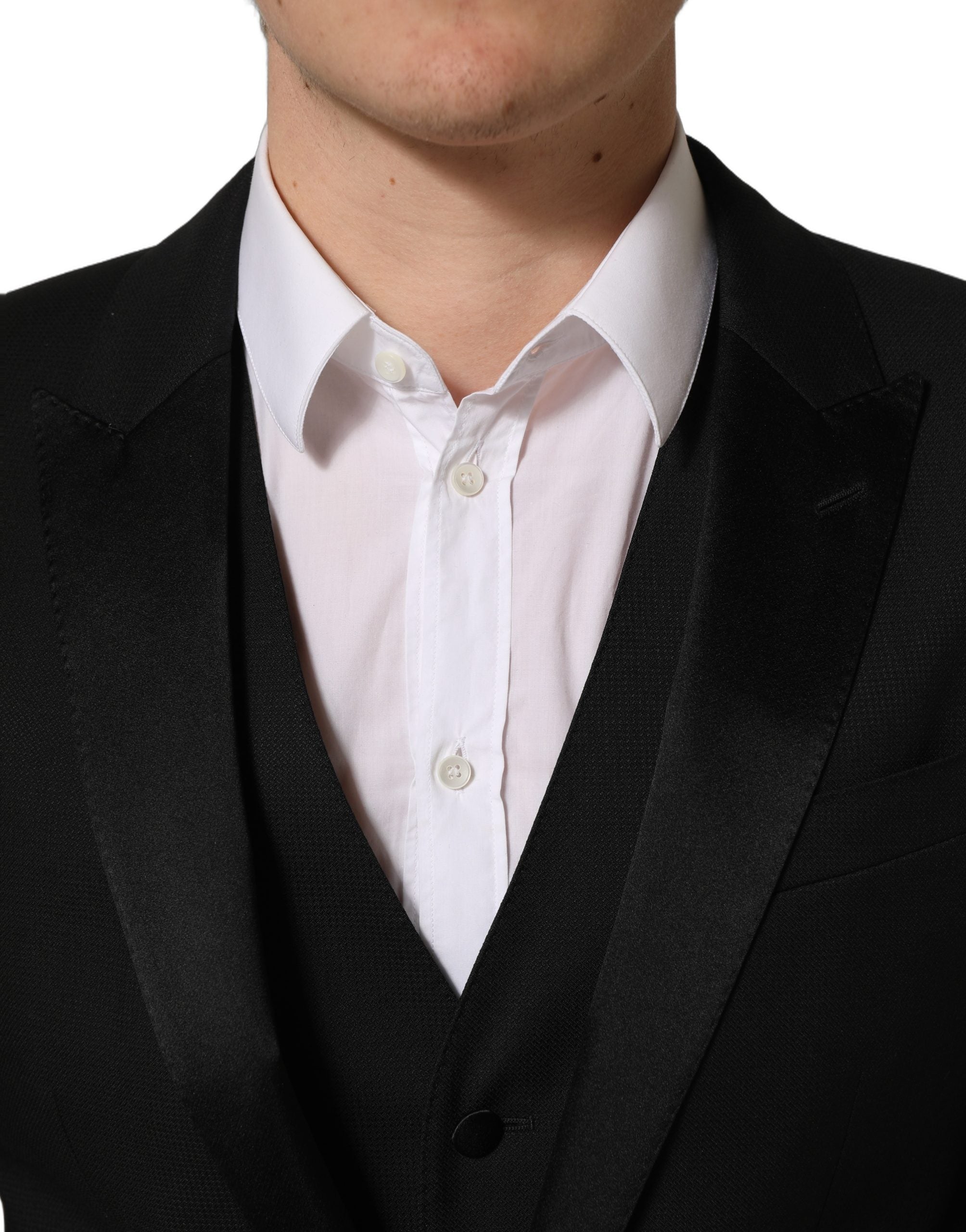 Dolce & Gabbana Schwarzer MARTINI Slim Fit Anzug im 3-Teiler-Look