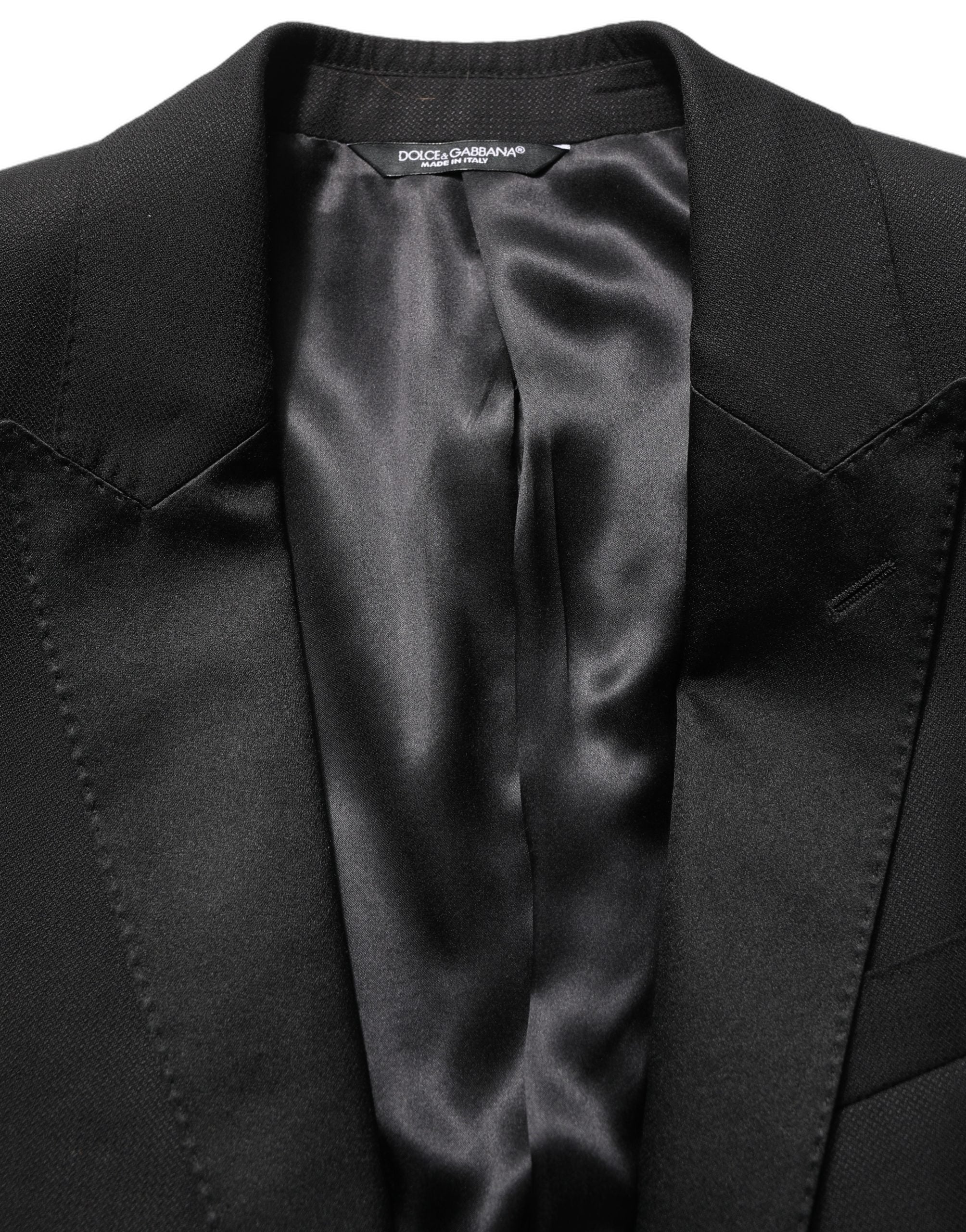 Dolce & Gabbana Schwarzer MARTINI Slim Fit Anzug im 3-Teiler-Look