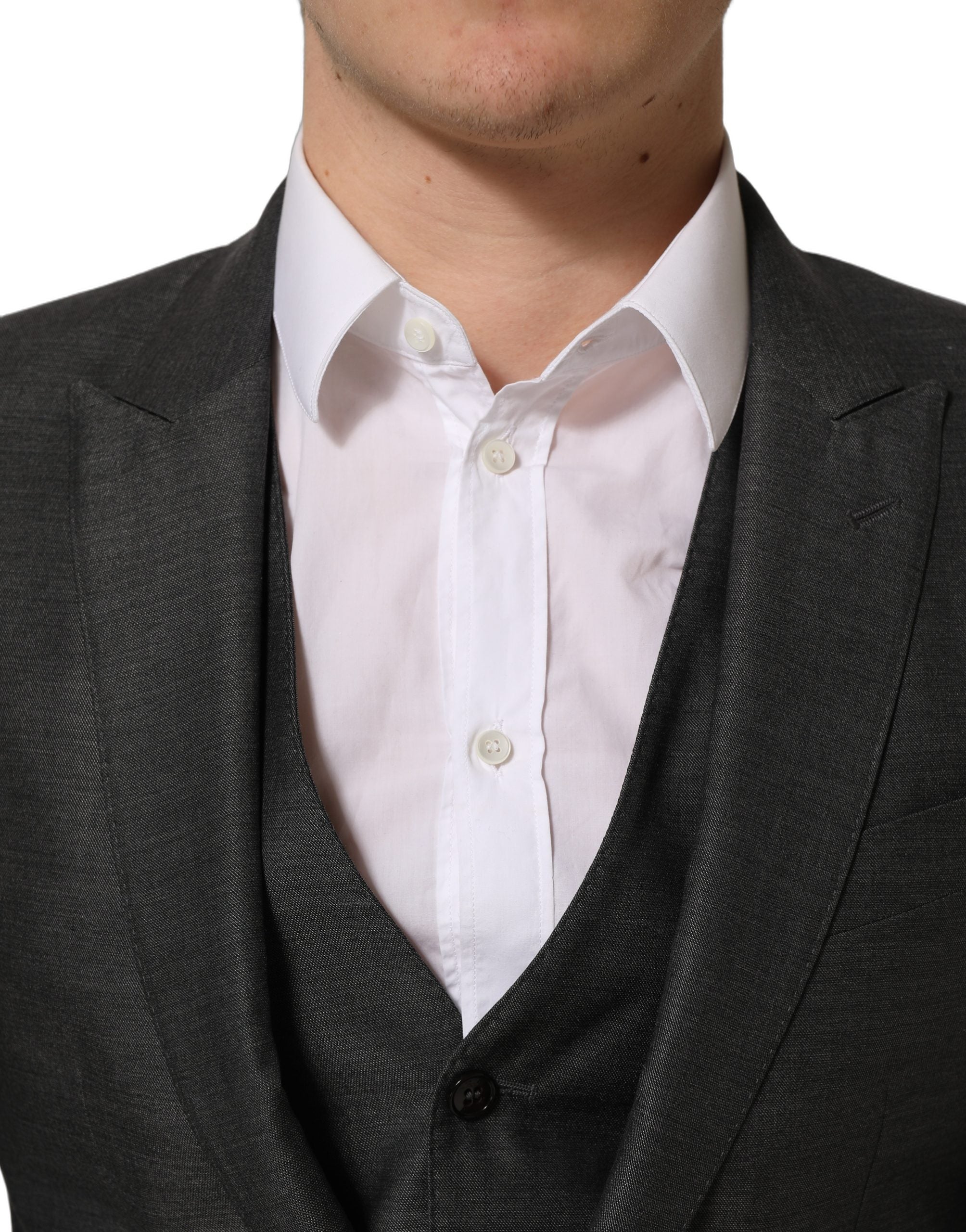 Dolce & Gabbana Grauer MARTINI Slim Fit Anzug im 3-Teiler-Look