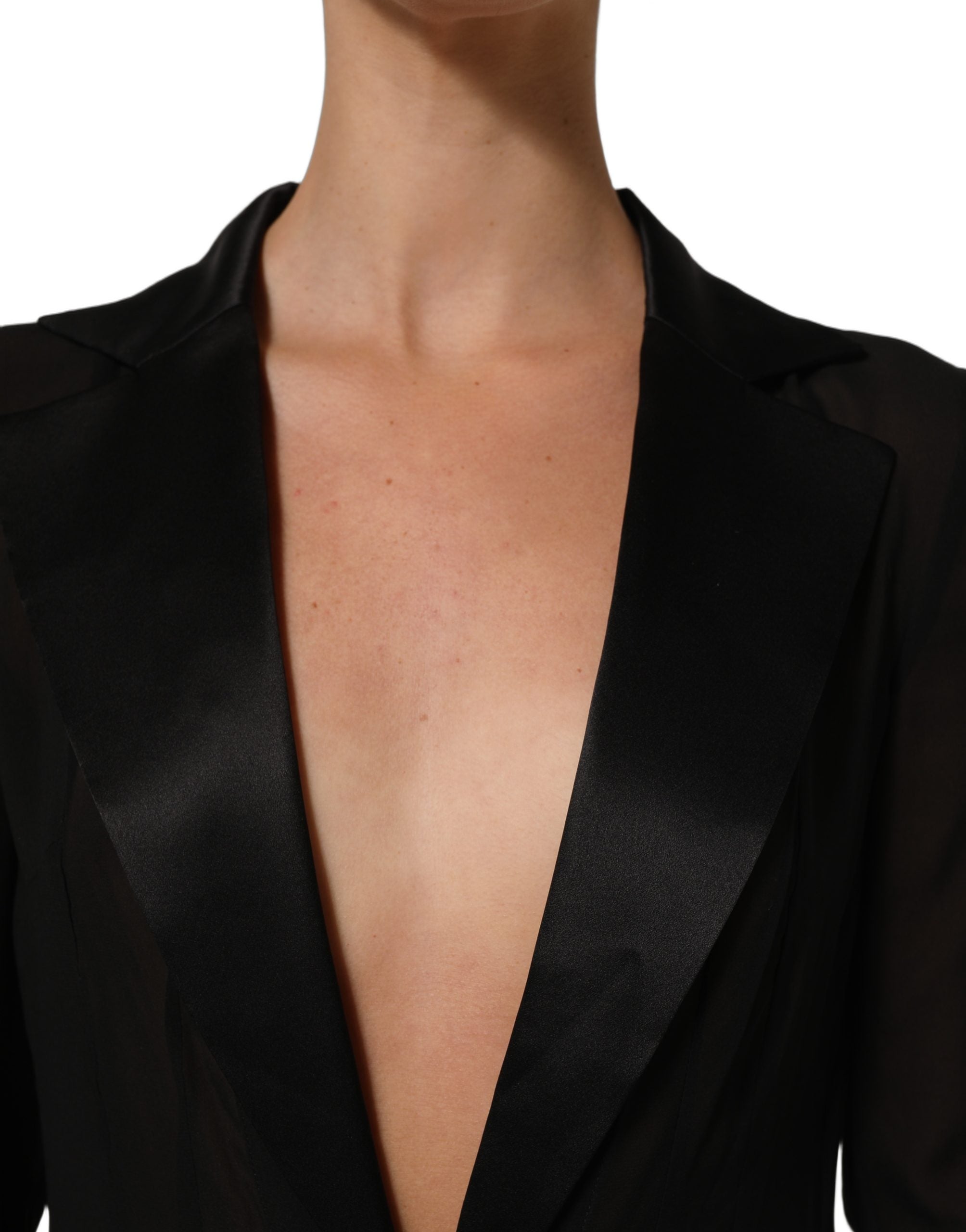 Dolce & Gabbana Langes schwarzes Maxikleid aus transparenter Seidenchiffon