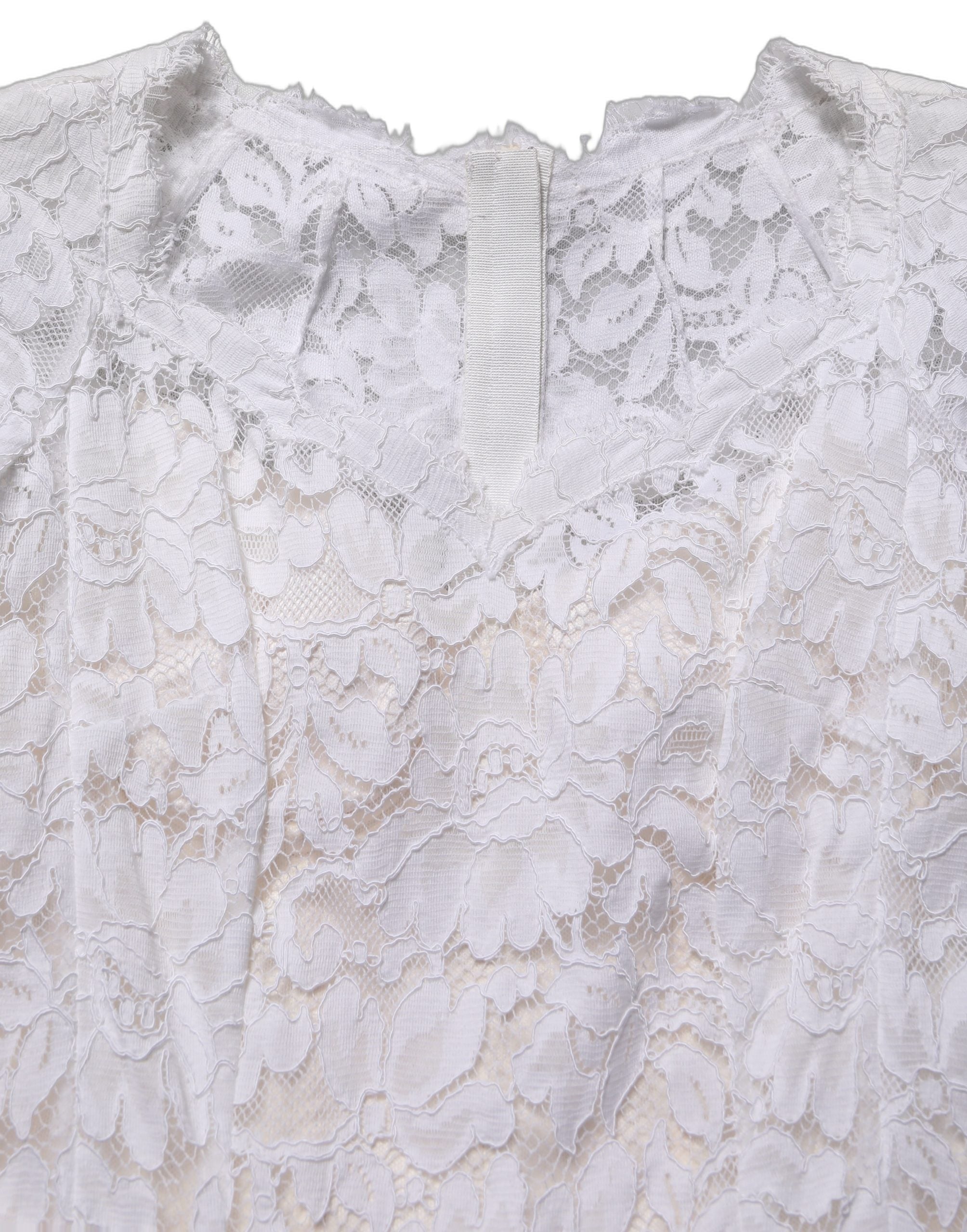 Dolce & Gabbana Langes Meerjungfrauen-Abendkleid aus weißer floraler Spitze