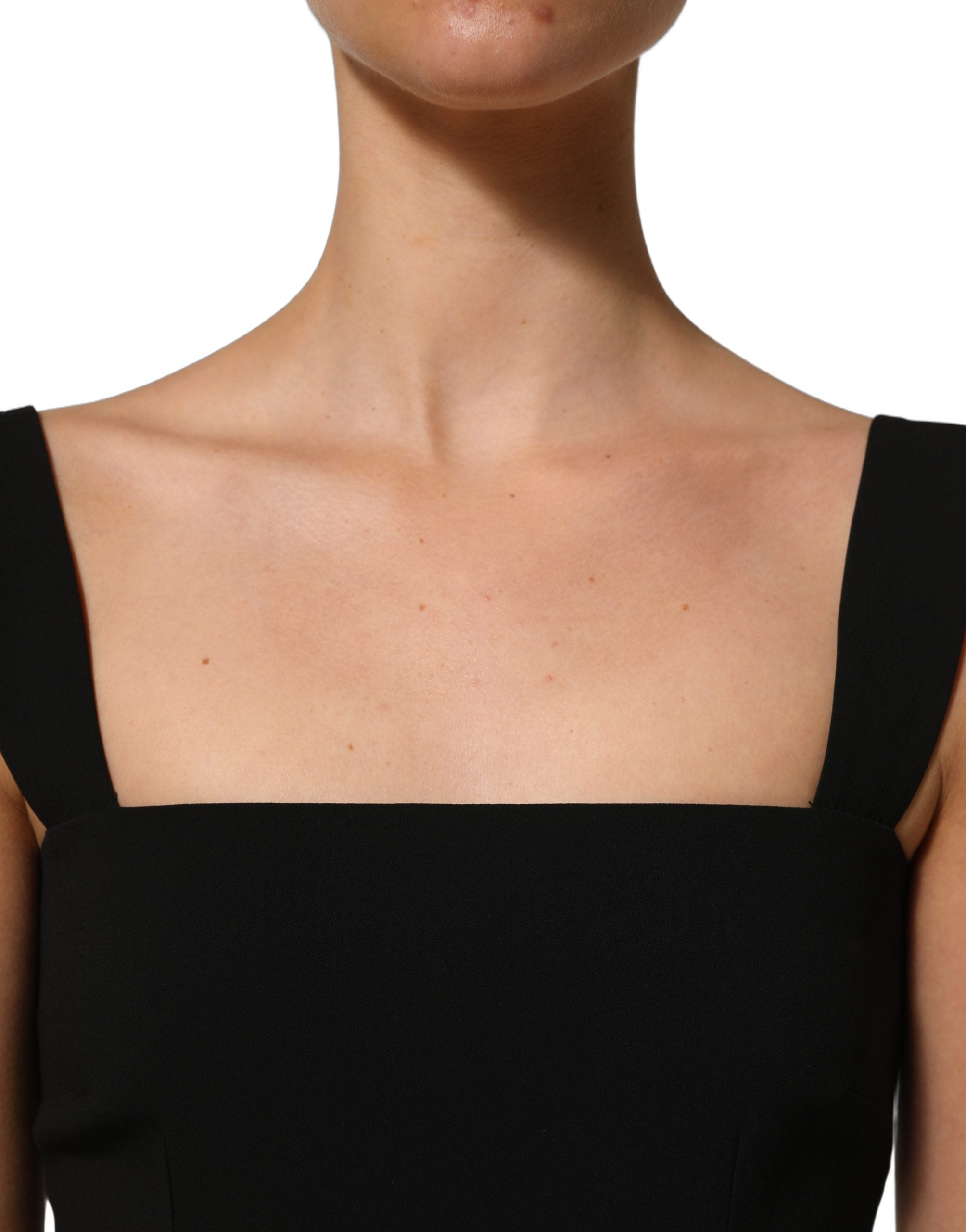 Dolce & Gabbana Schwarzes Midi-Etuikleid aus Viskose-Stretch