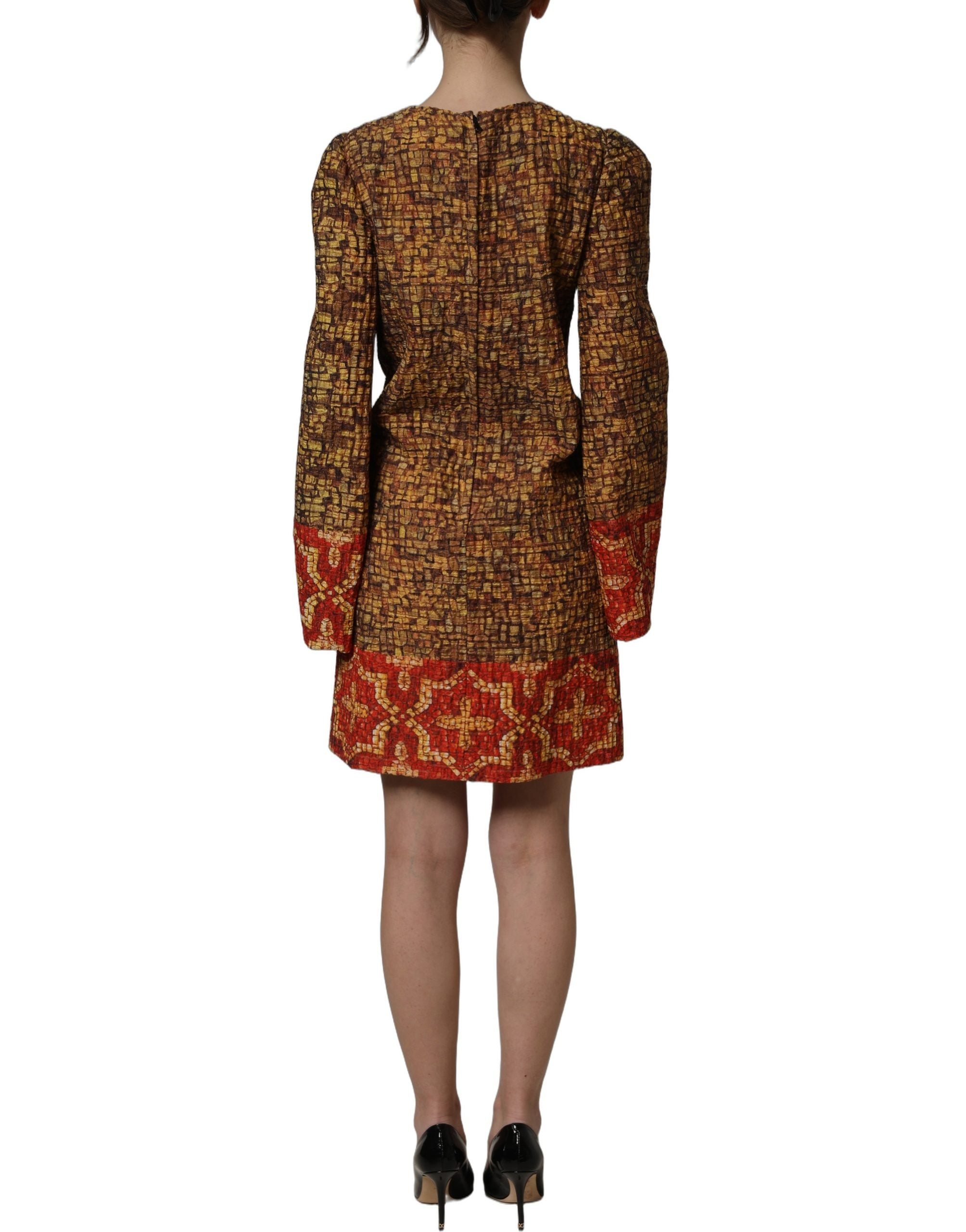 Dolce & Gabbana Minikleid mit Mosaik-Print und langen Ärmeln