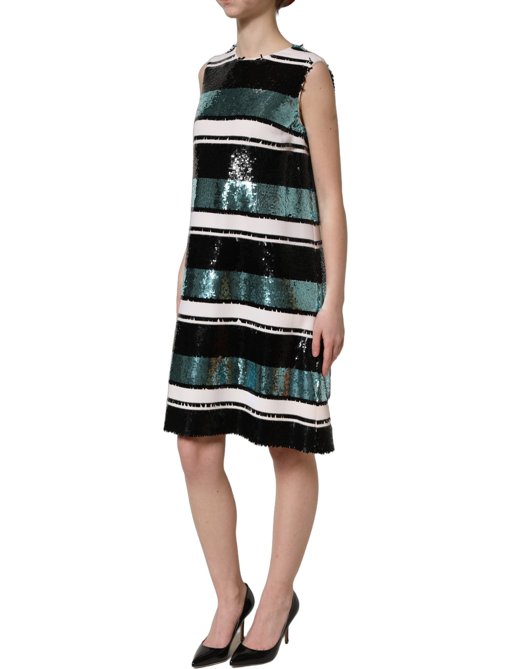 Dolce & Gabbana Ärmelloses Shift-Kleid mit mehrfarbigen Pailletten