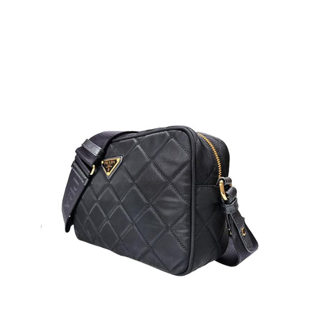Prada Schwarze Bos Taurus Kalbsleder Schultertasche