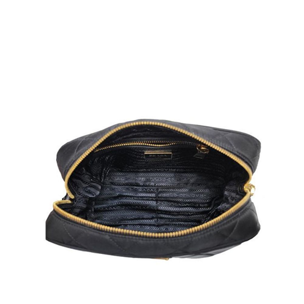 Prada Schwarze Bos Taurus Kalbsleder Schultertasche