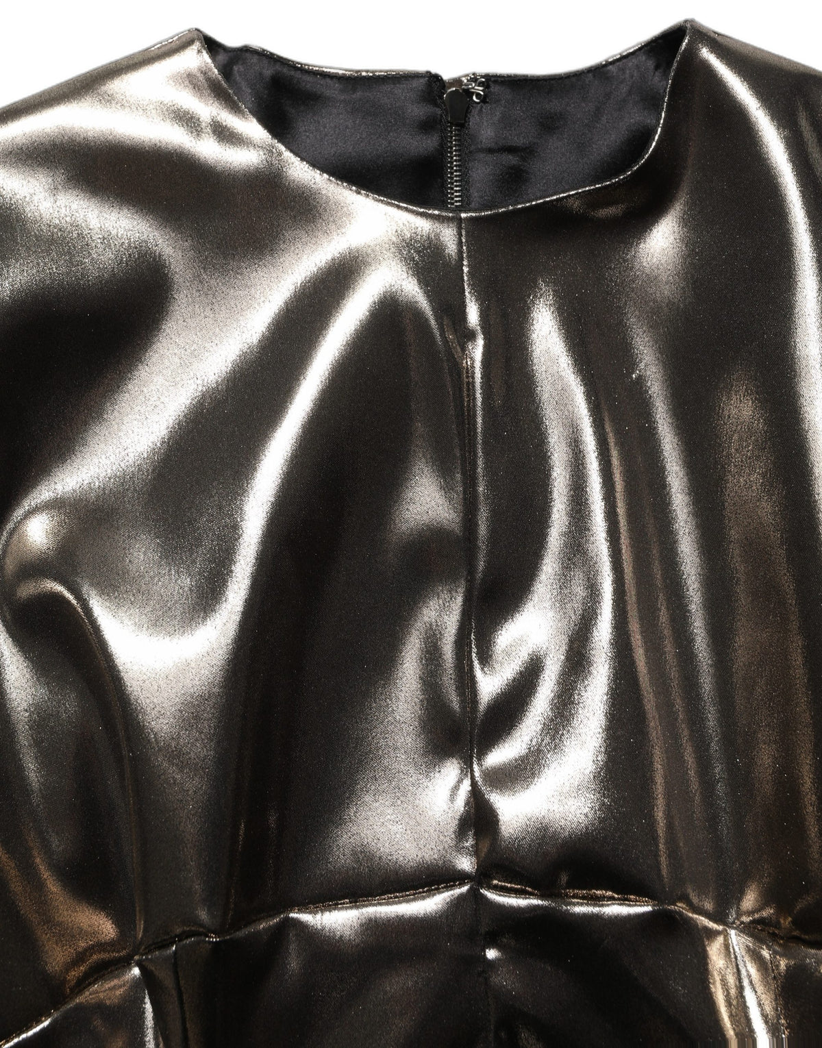Dolce & Gabbana Maxikleid aus Polyester mit Metallic-Gold-Effekt und langen Ärmeln