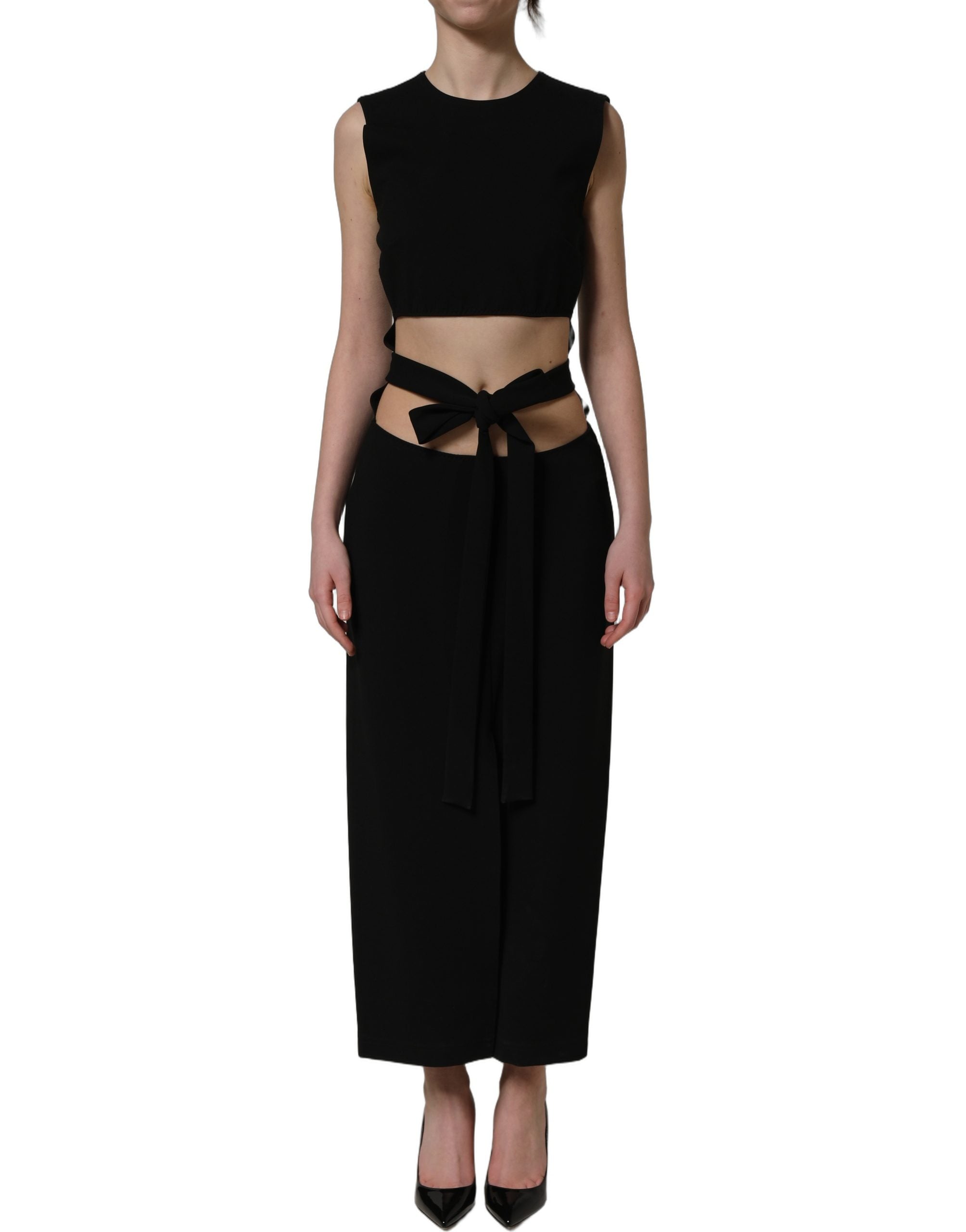 Dolce & Gabbana Schwarzes Maxikleid ohne Ärmel mit Cut-Out-Detail