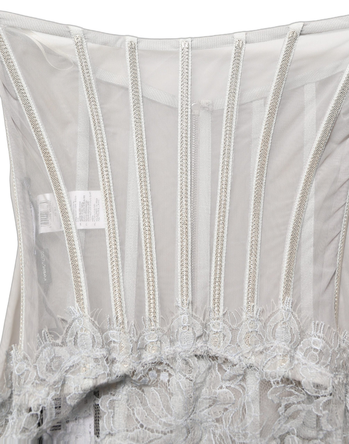 Dolce & Gabbana Graues Spitzenkorsett-Maxikleid