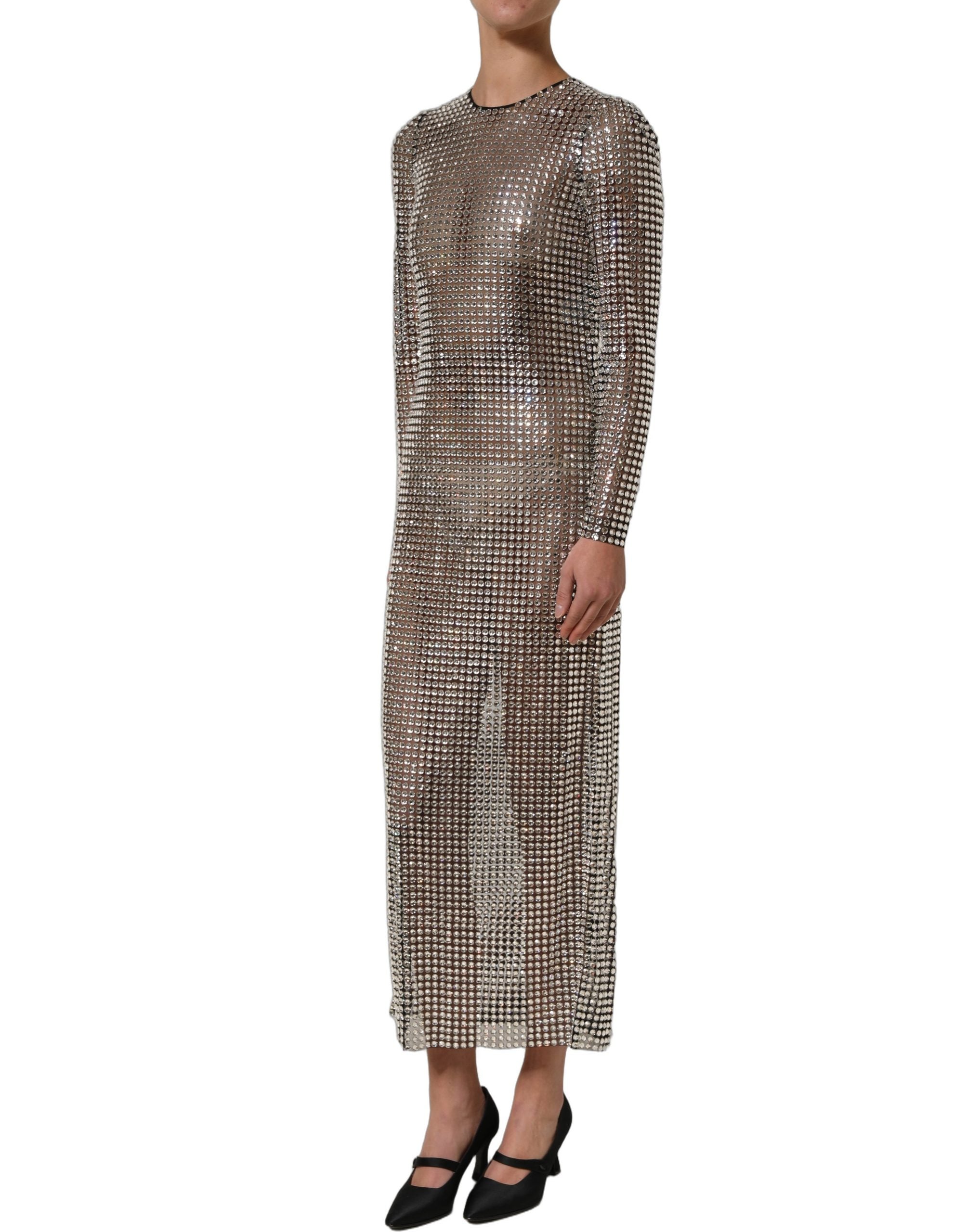 Dolce & Gabbana Langes Abendkleid mit Kristallverzierung in Beige