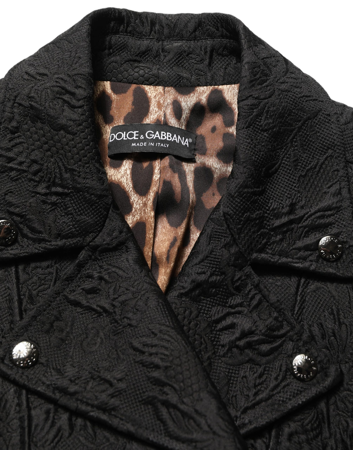Dolce & Gabbana Schwarze Biker-Blousonjacke aus Blumenbrokat