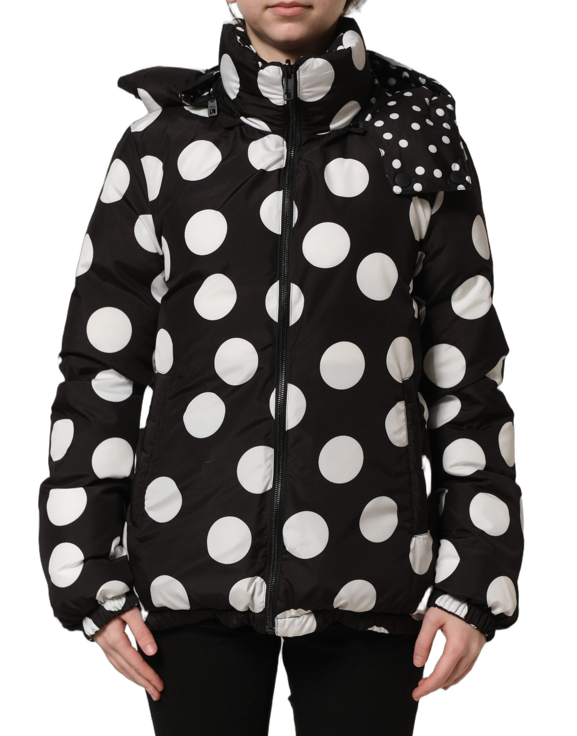 Dolce & Gabbana Kapuzenblousonjacke mit schwarz-weißen Polka Dots