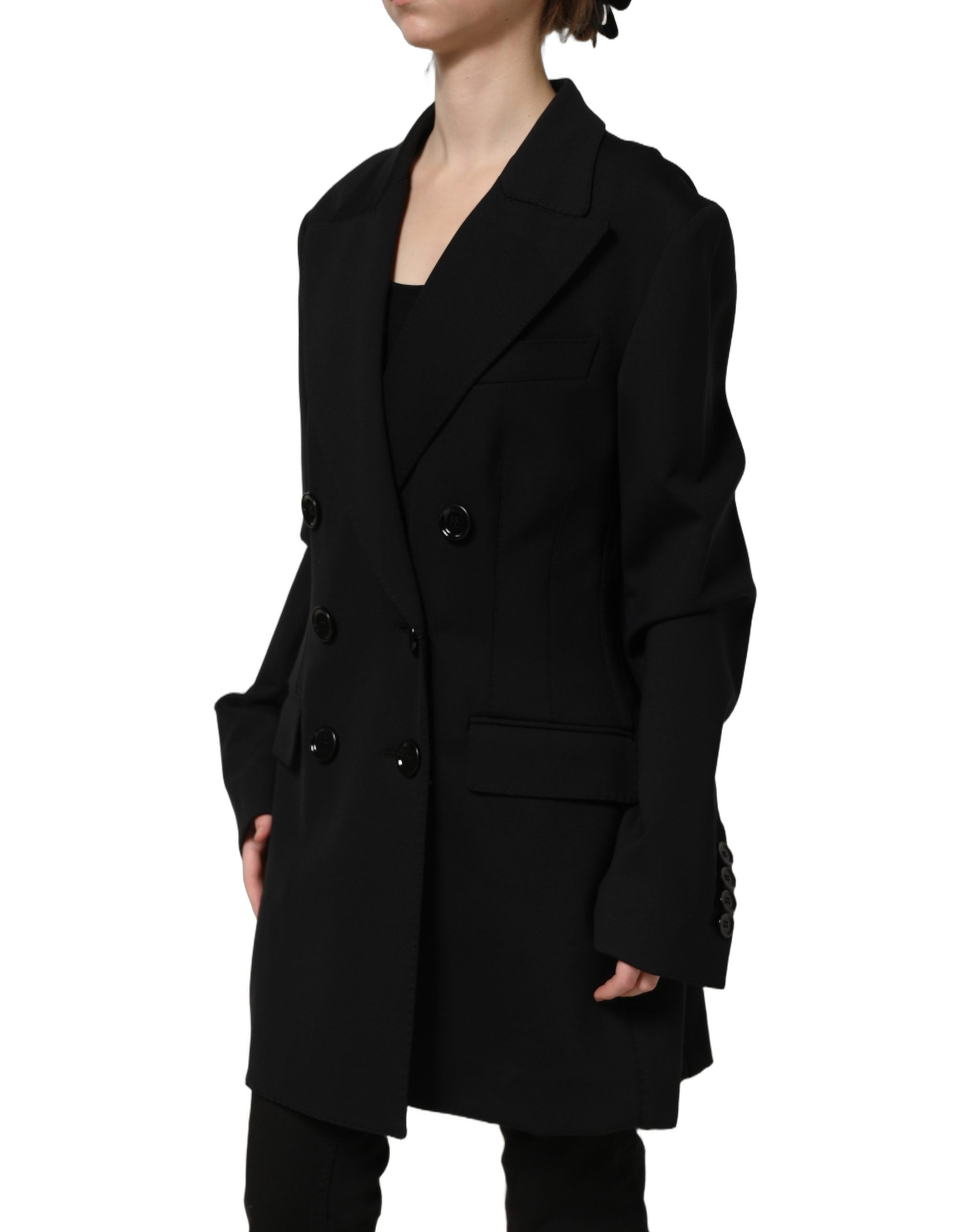 Dolce & Gabbana Schwarzer Krepp-Blazer im Double-Breasted-Stil