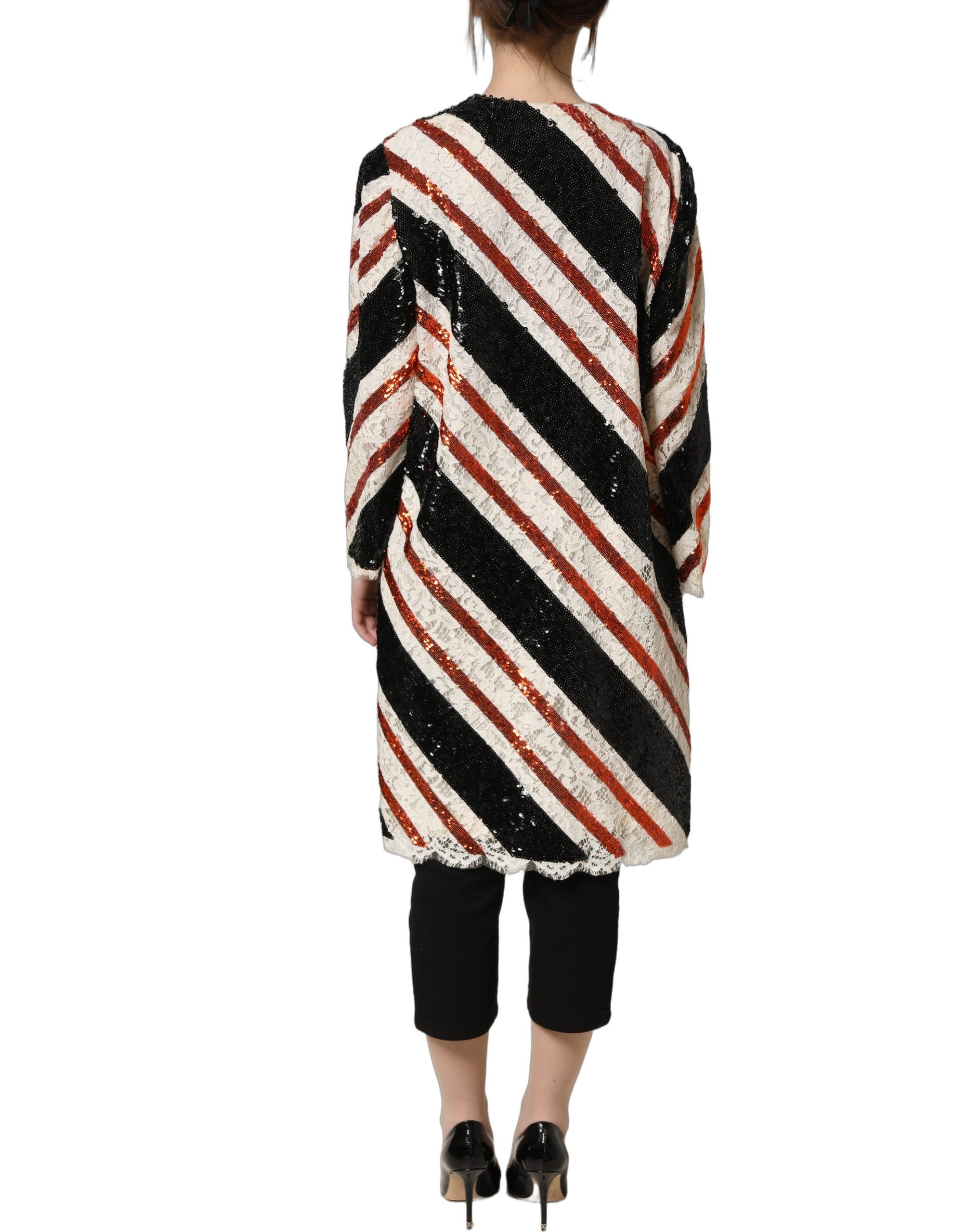 Dolce & Gabbana Mehrfarbiger Pailletten-Kimono-Mantel mit Streifen