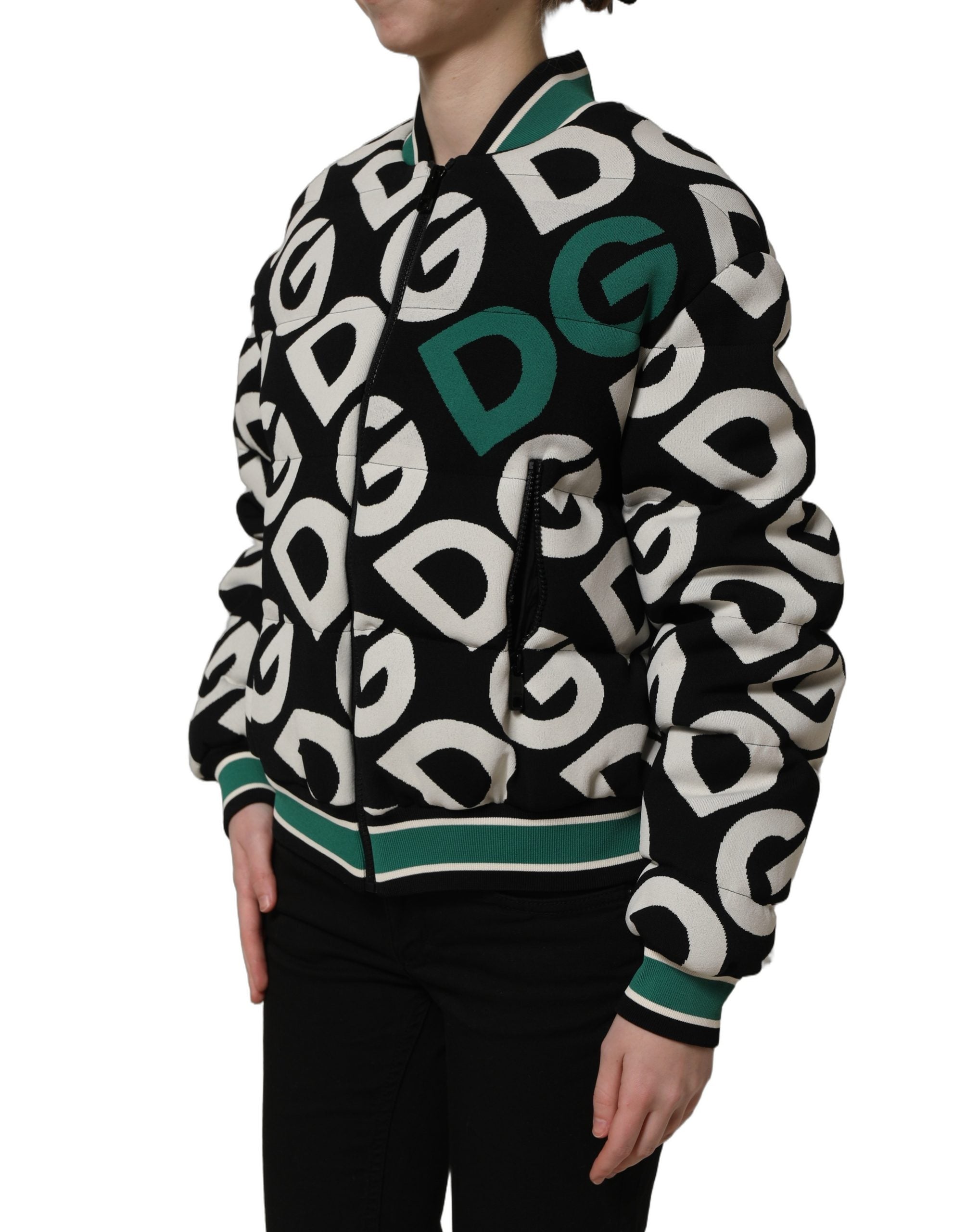Dolce & Gabbana Multicolor Logo Bomberjacke mit durchgehendem Reißverschluss