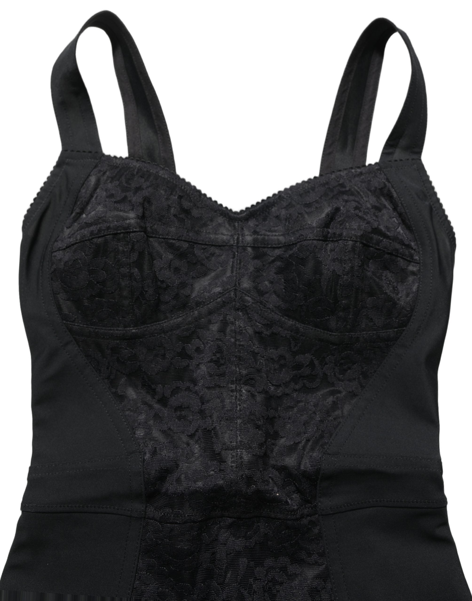 Dolce & Gabbana Schwarzer Korsett-Body aus floraler Spitze