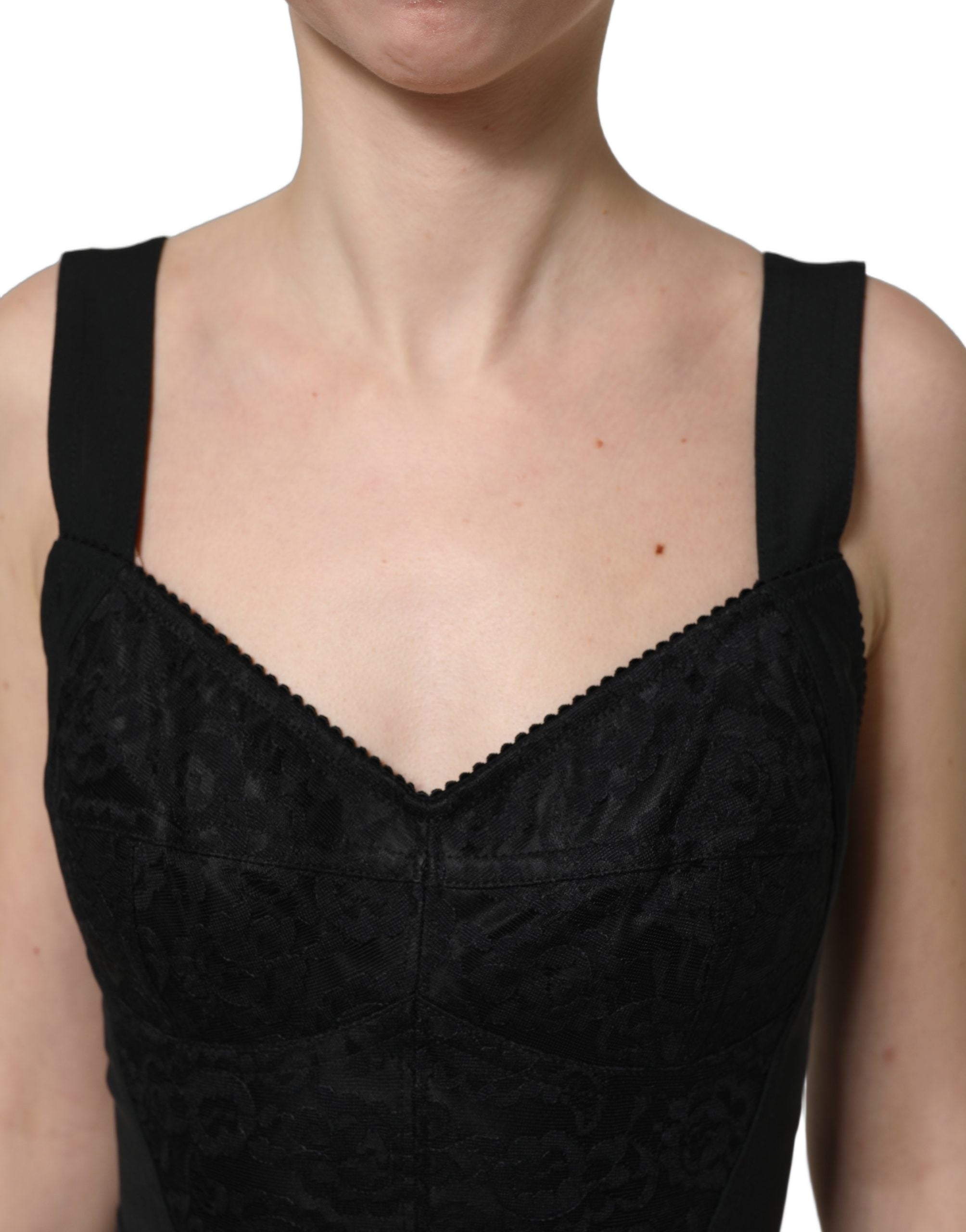 Dolce & Gabbana Schwarzer Korsett-Body aus floraler Spitze