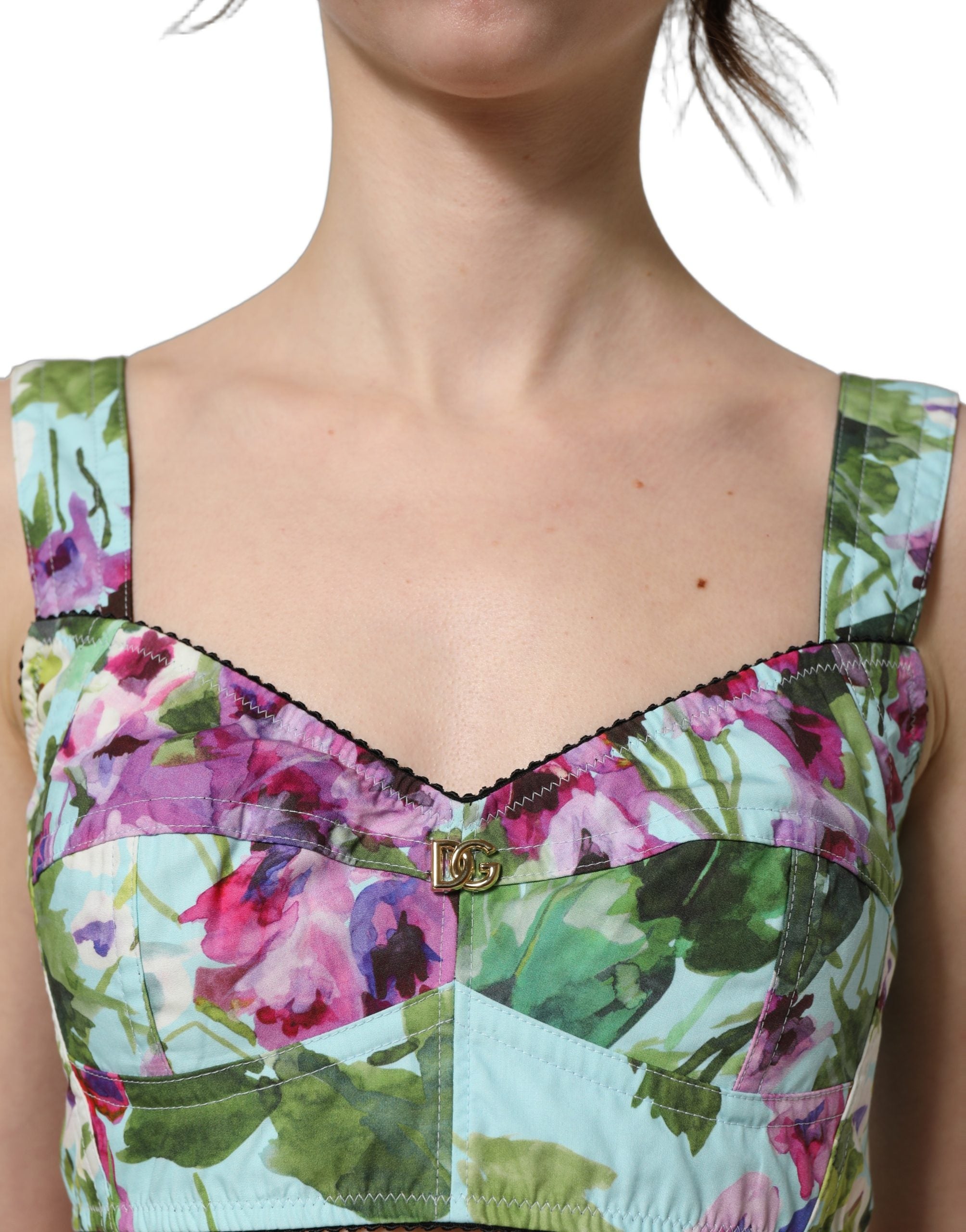 Dolce & Gabbana Bustier-Top mit Blumenprint in Multicolor