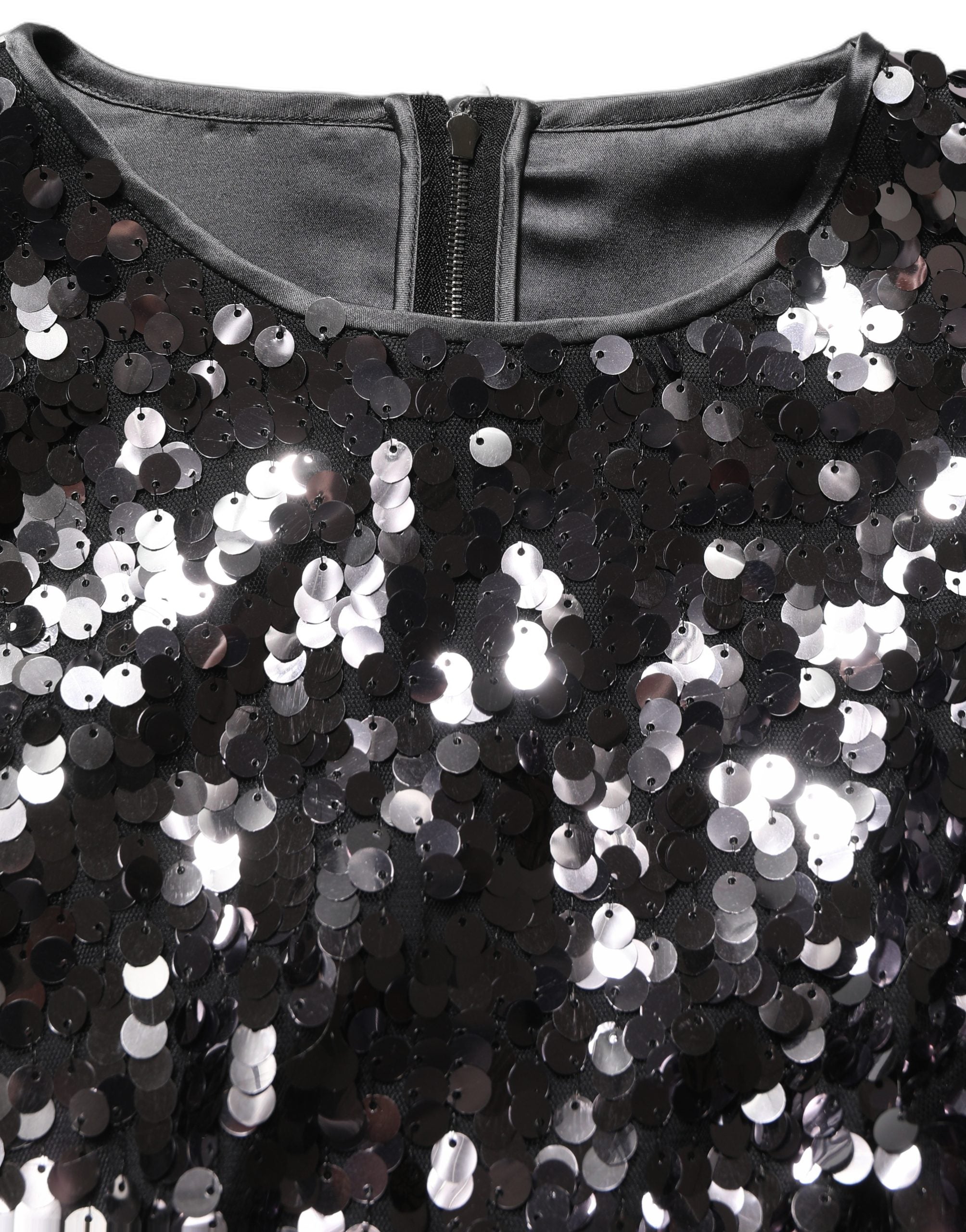 Dolce & Gabbana Schwarze Crop-Bluse mit Pailletten und langen Ärmeln